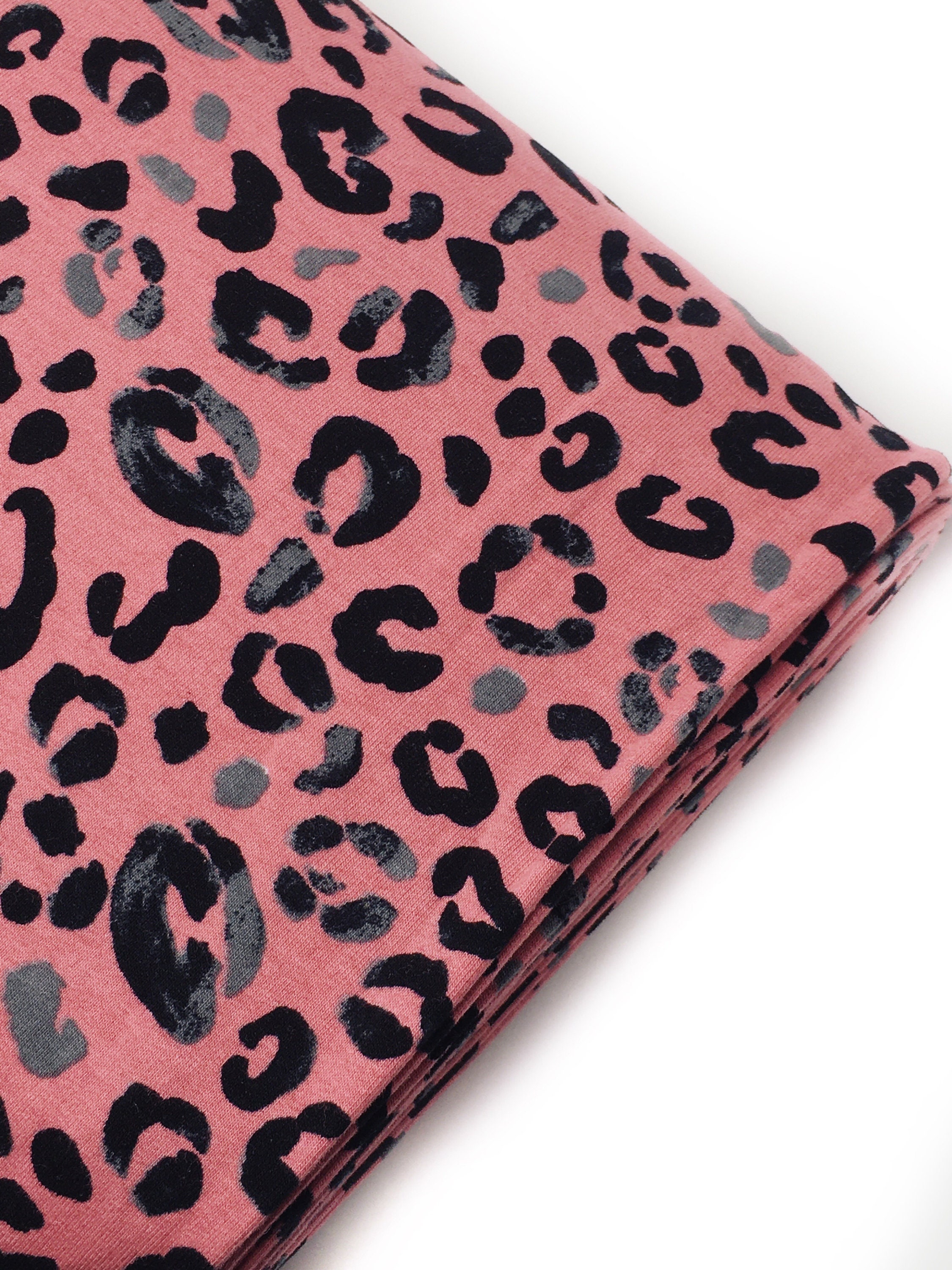 Sweatshirt Jersey fabric Pink leopard print sweatshirt fabric Animal