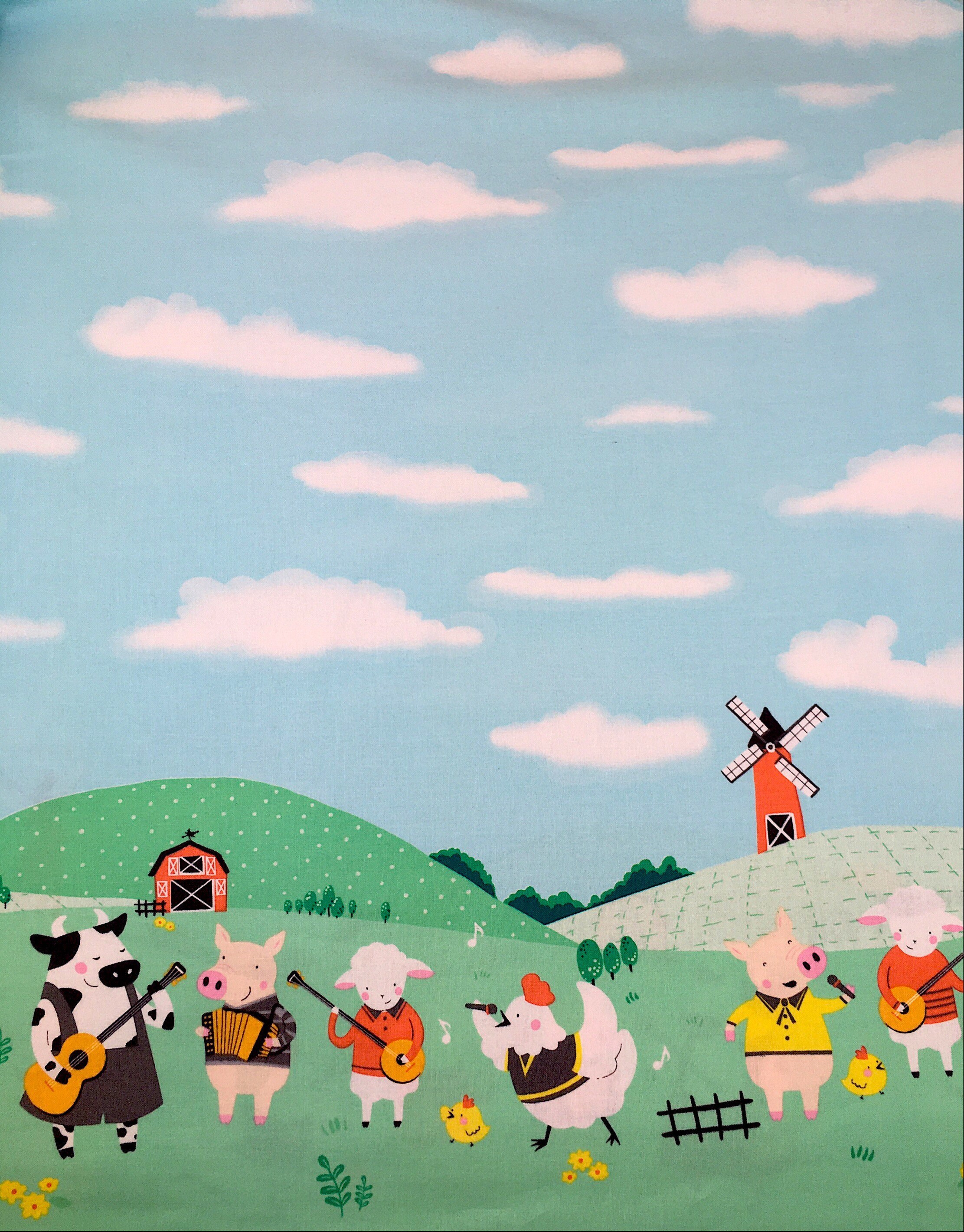 Michael miller border print fabric Farm border print quilting cotton