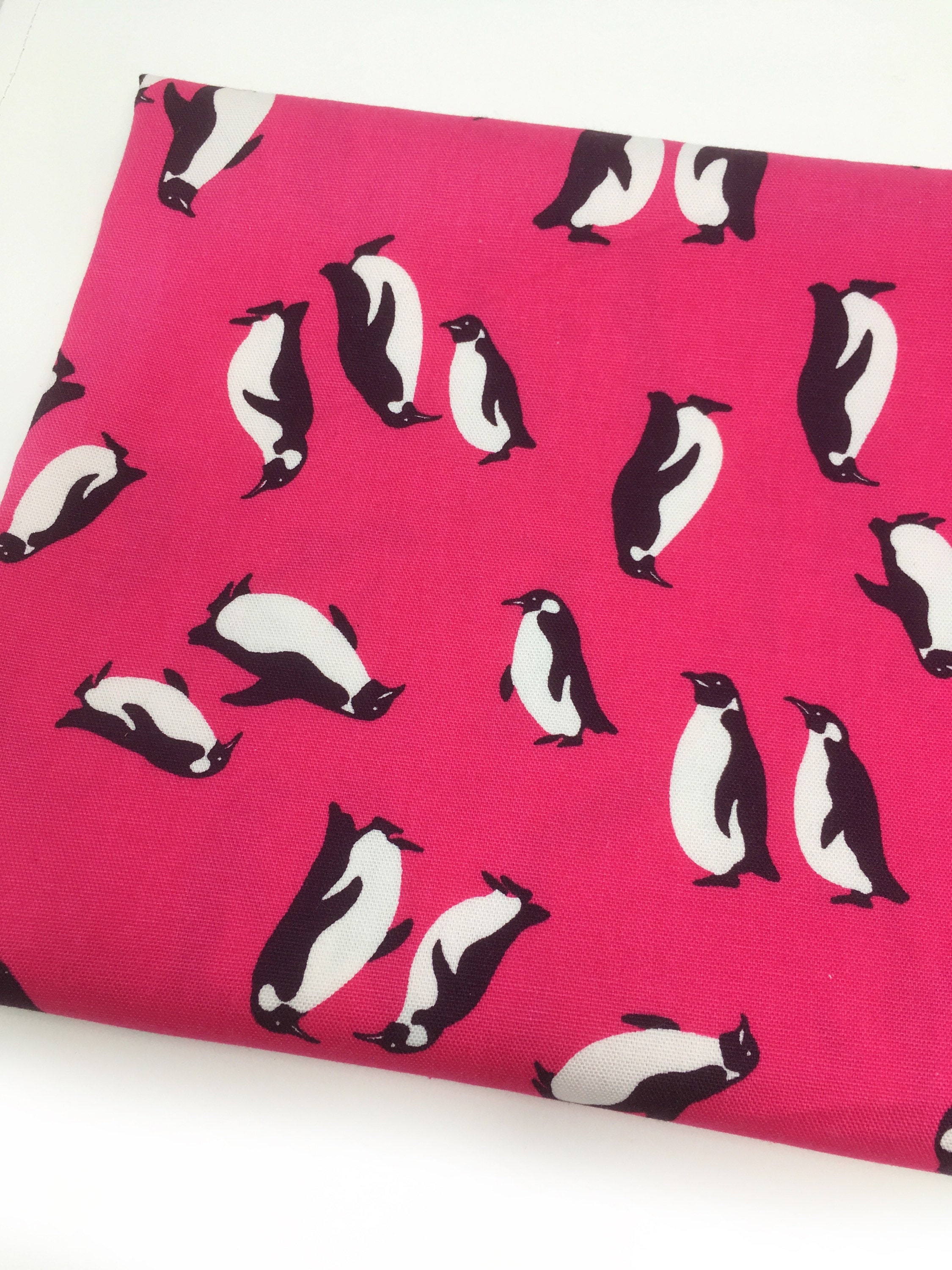 FREE SHIPPING FABRIC sevenberry penguin cotton fabric pink