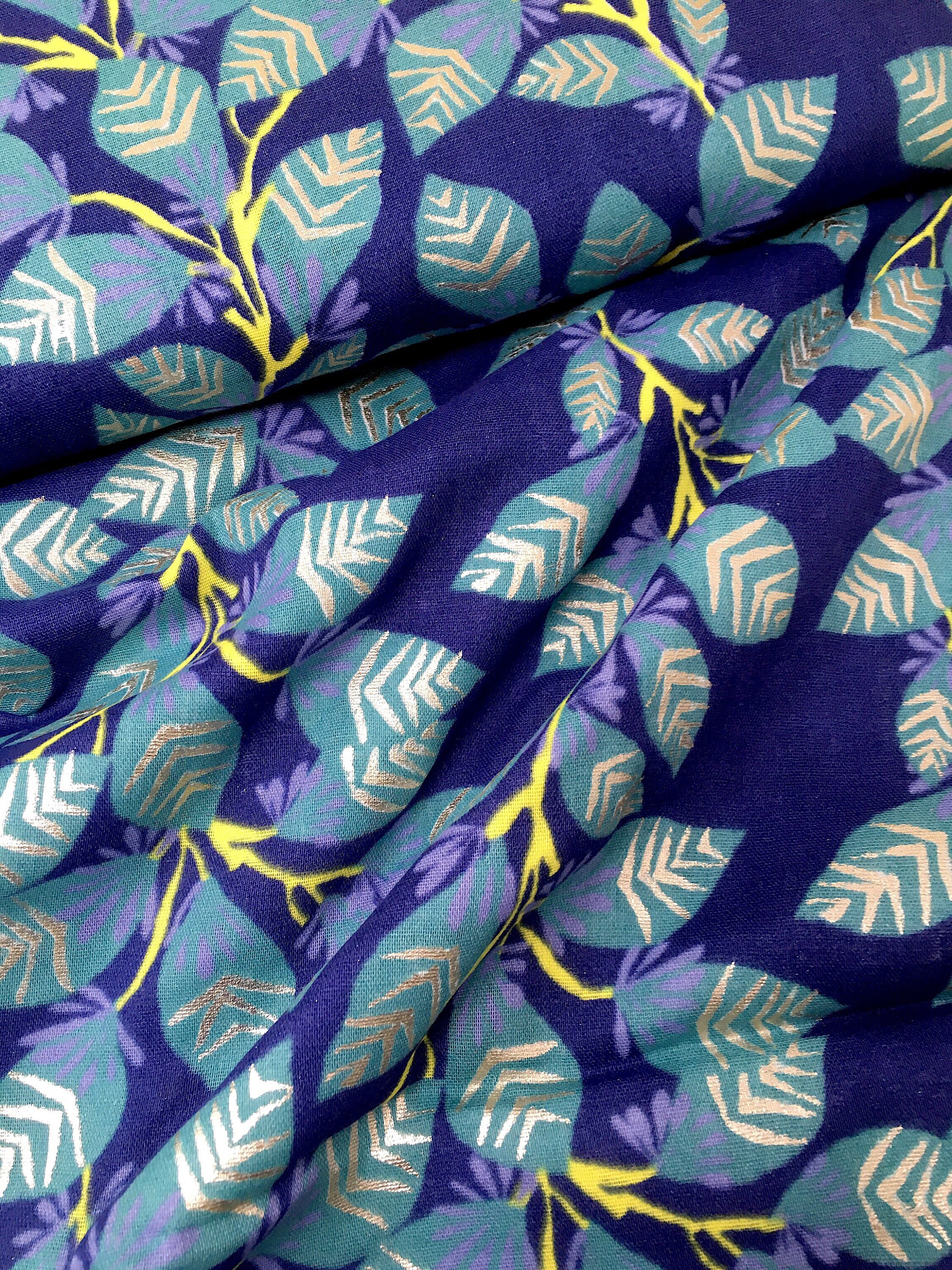 Double gauze cotton fabric printed, Navy Dressmaking double gauze