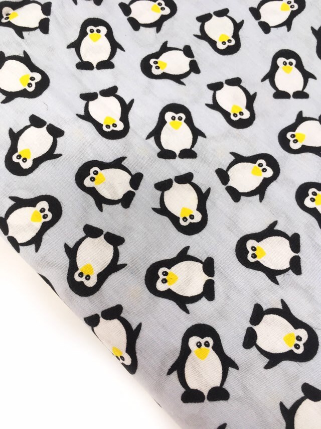 Penguin cotton fabric Penguin print cotton remnant Cute penguin
