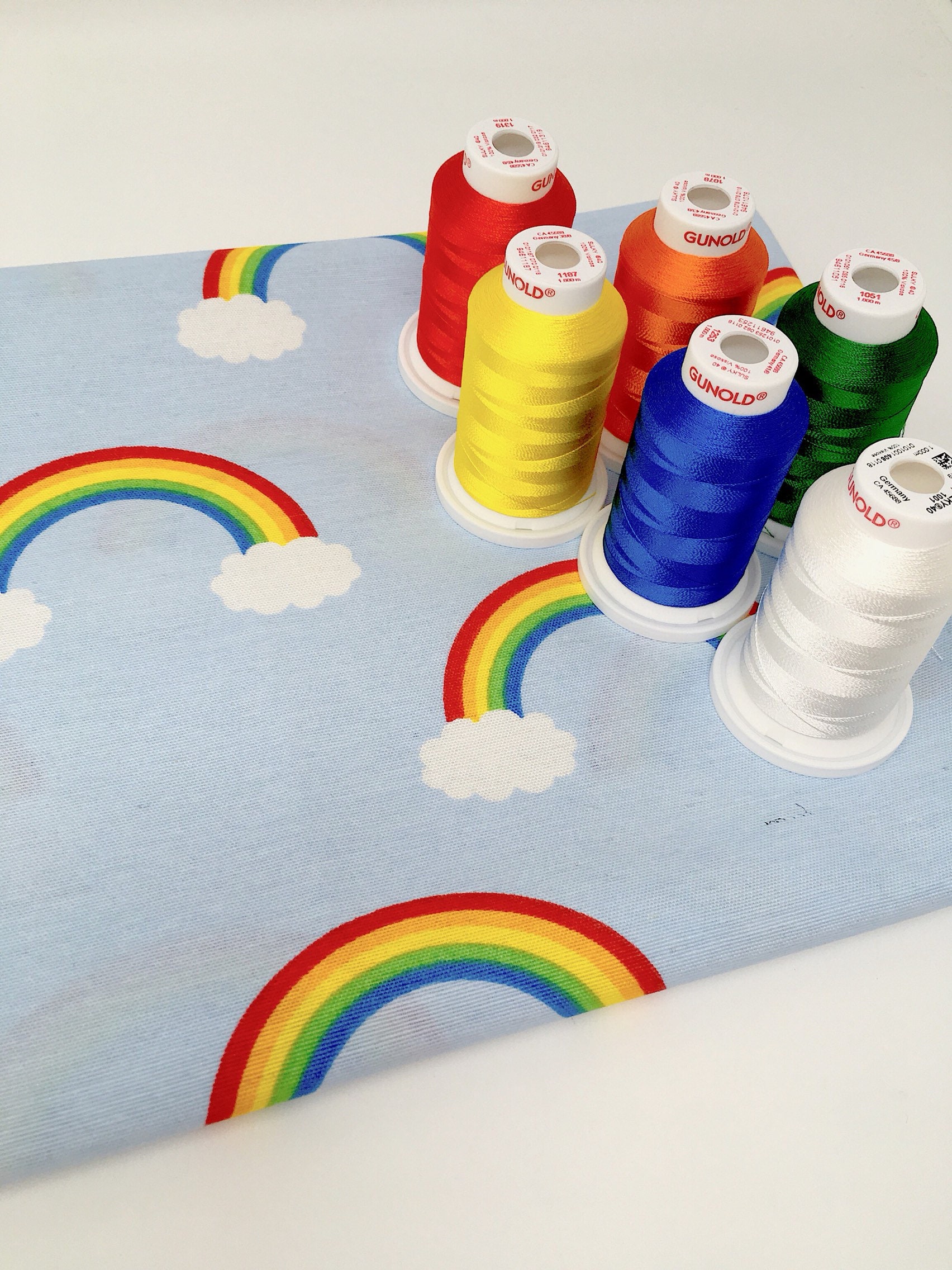 Rainbow upholstery fabric by the metre Unisex nursery decor fabric