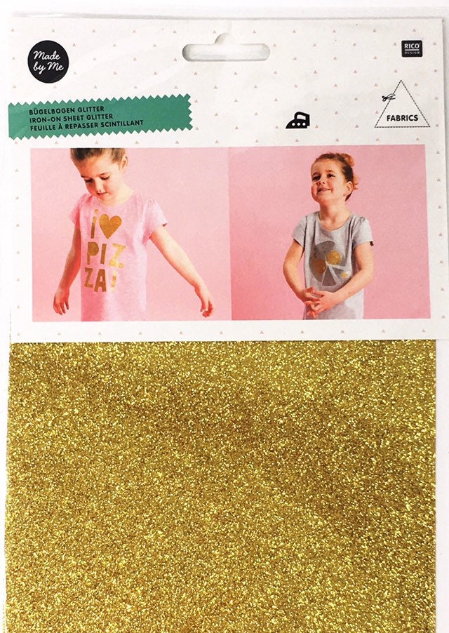 Gold Glitter Vinyl transfer sheet for fabric Rico Design Gold Glitter