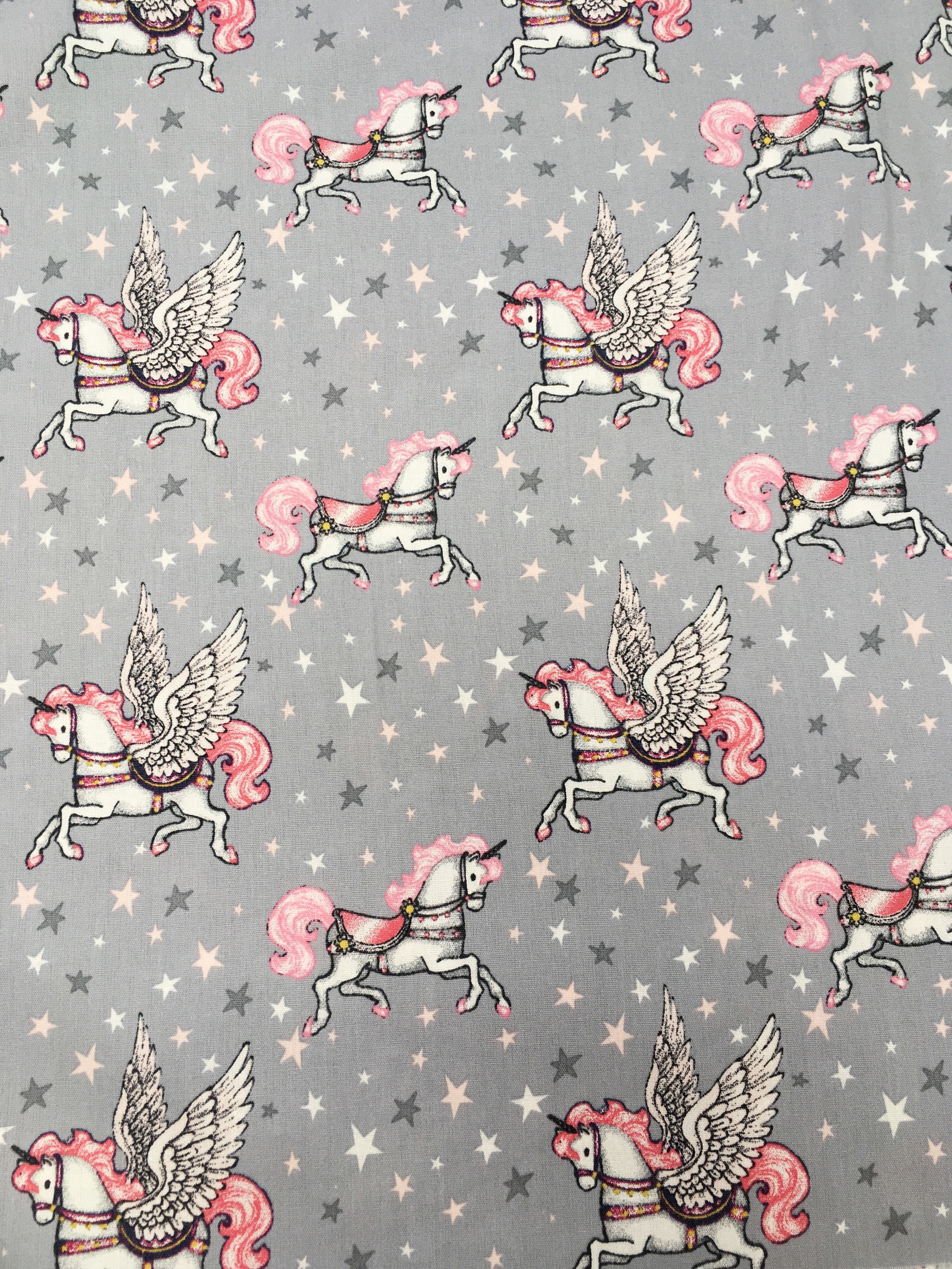 Pegasus unicorn printed fabric Unicorn fabric by the metre Fabric