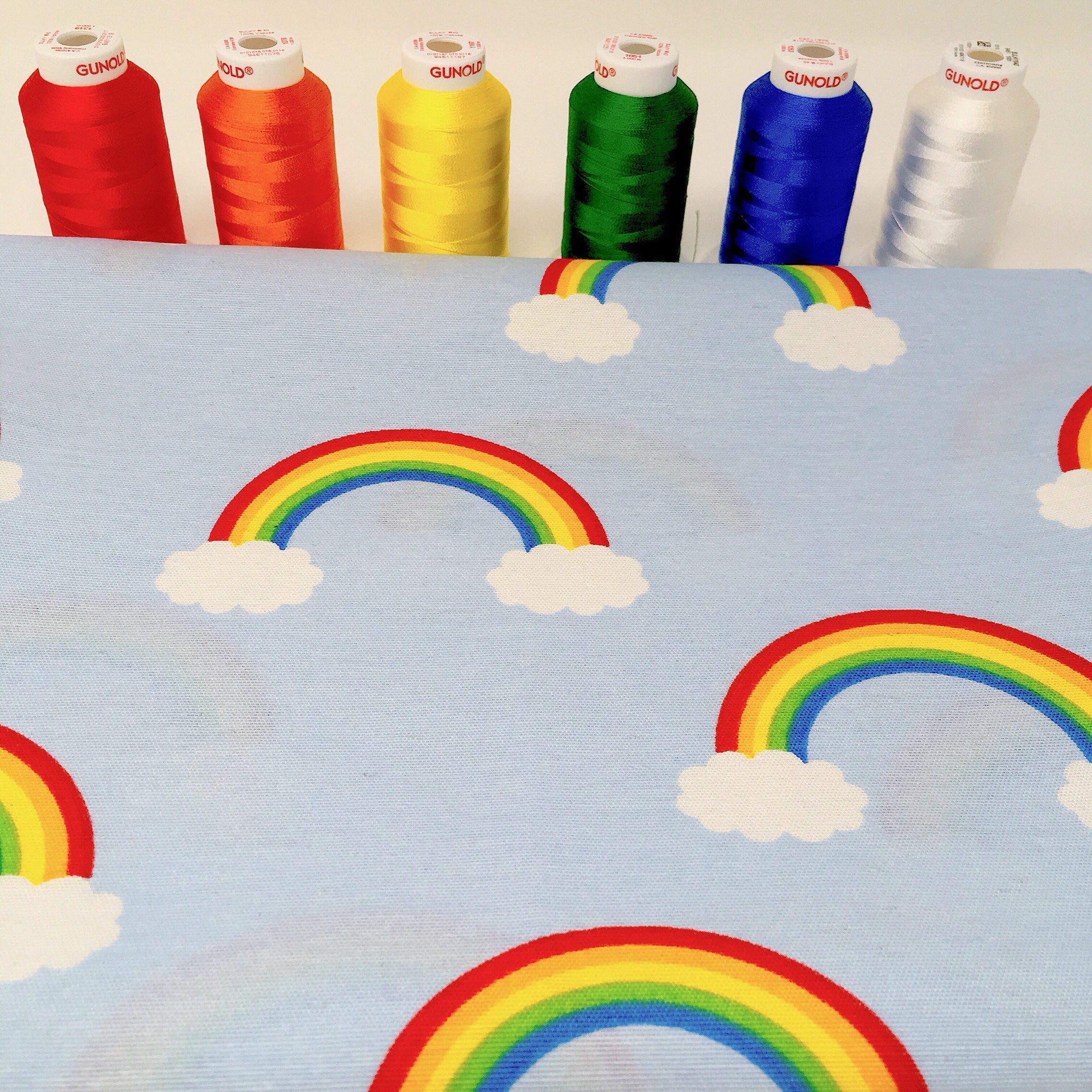 Rainbow upholstery fabric by the metre Unisex nursery decor fabric