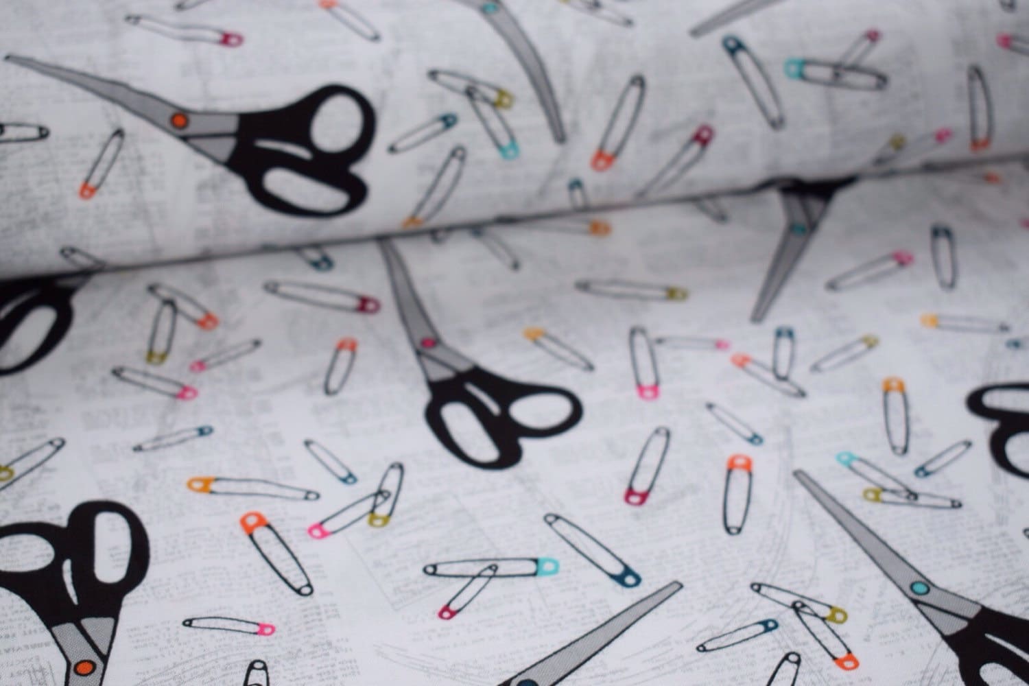 Sewing themed fabric Scissors printed cotton Sewing notion cotton