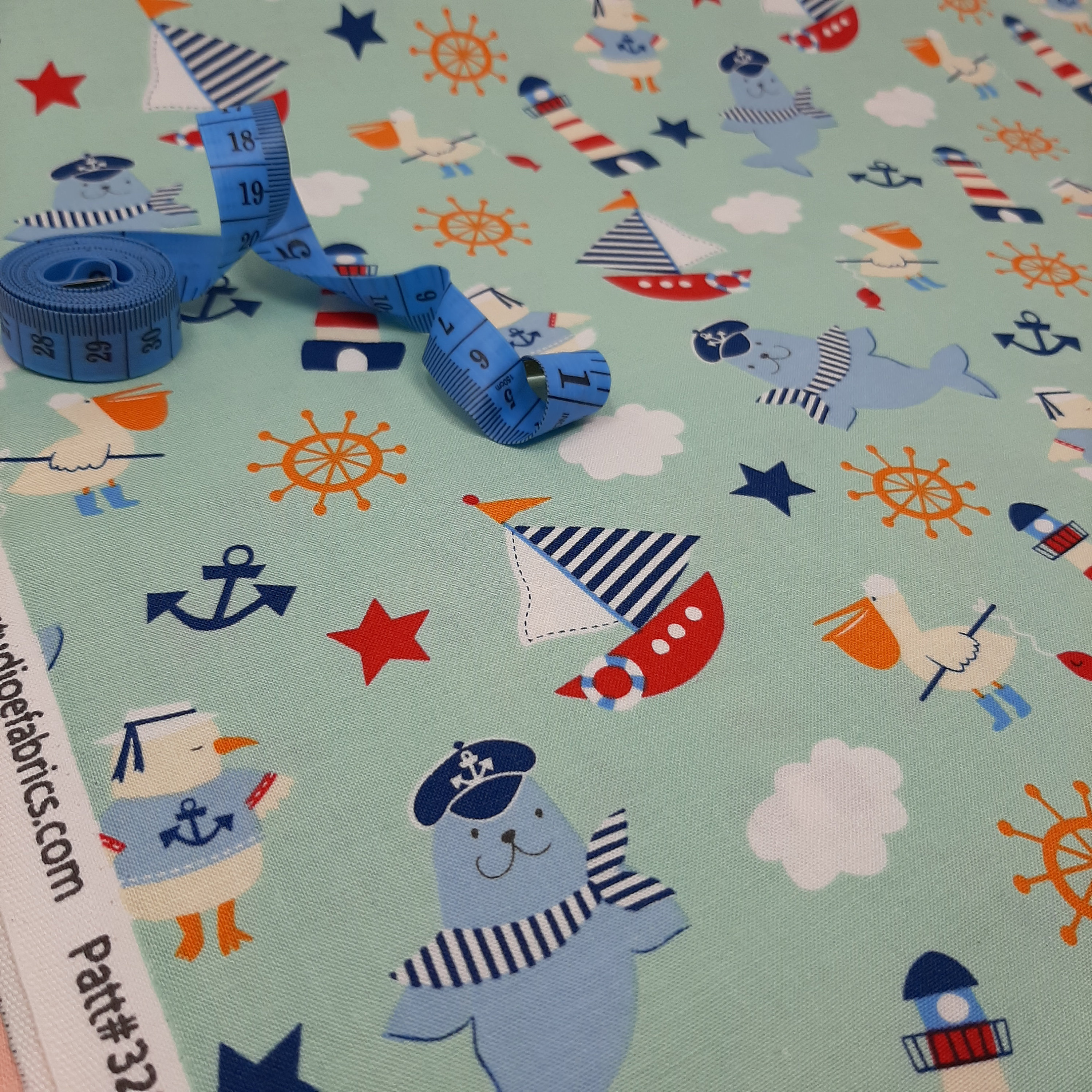 Nautical quilting fabric Studio E Ahoy matey printed cotton