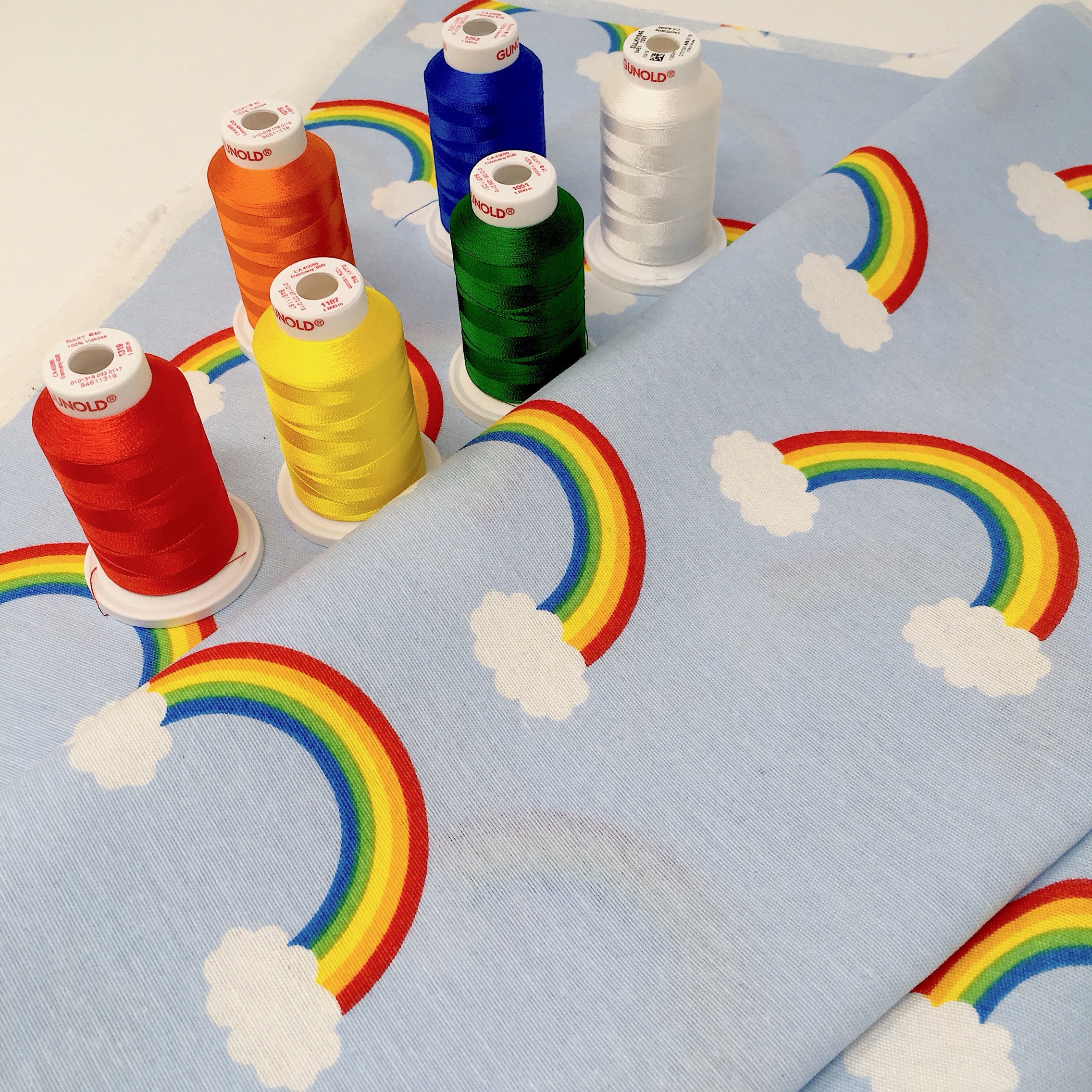 Rainbow upholstery fabric by the metre Unisex nursery decor fabric
