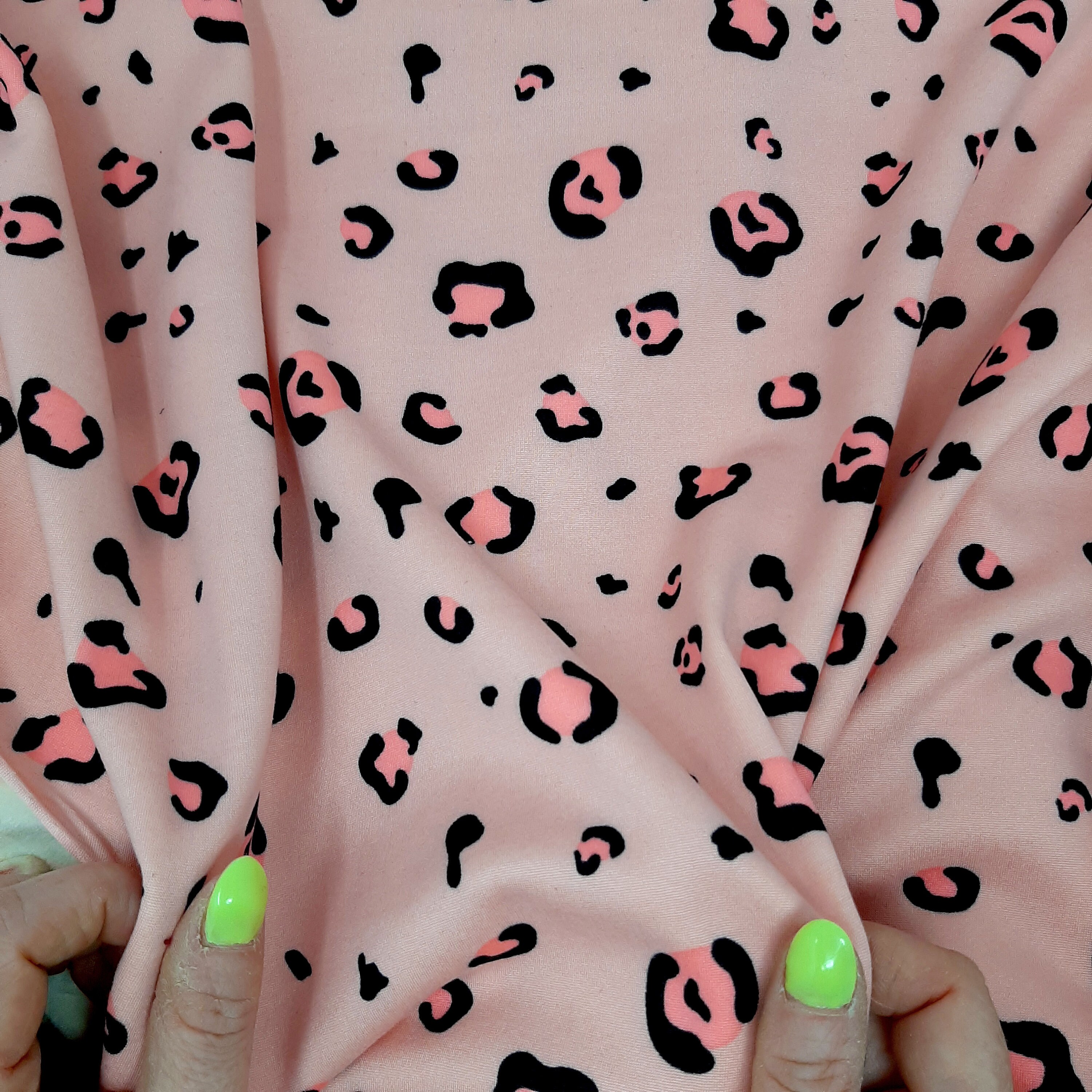 Leopard print jersey sweatshirt fabric, Neon Animal print sweatshirt