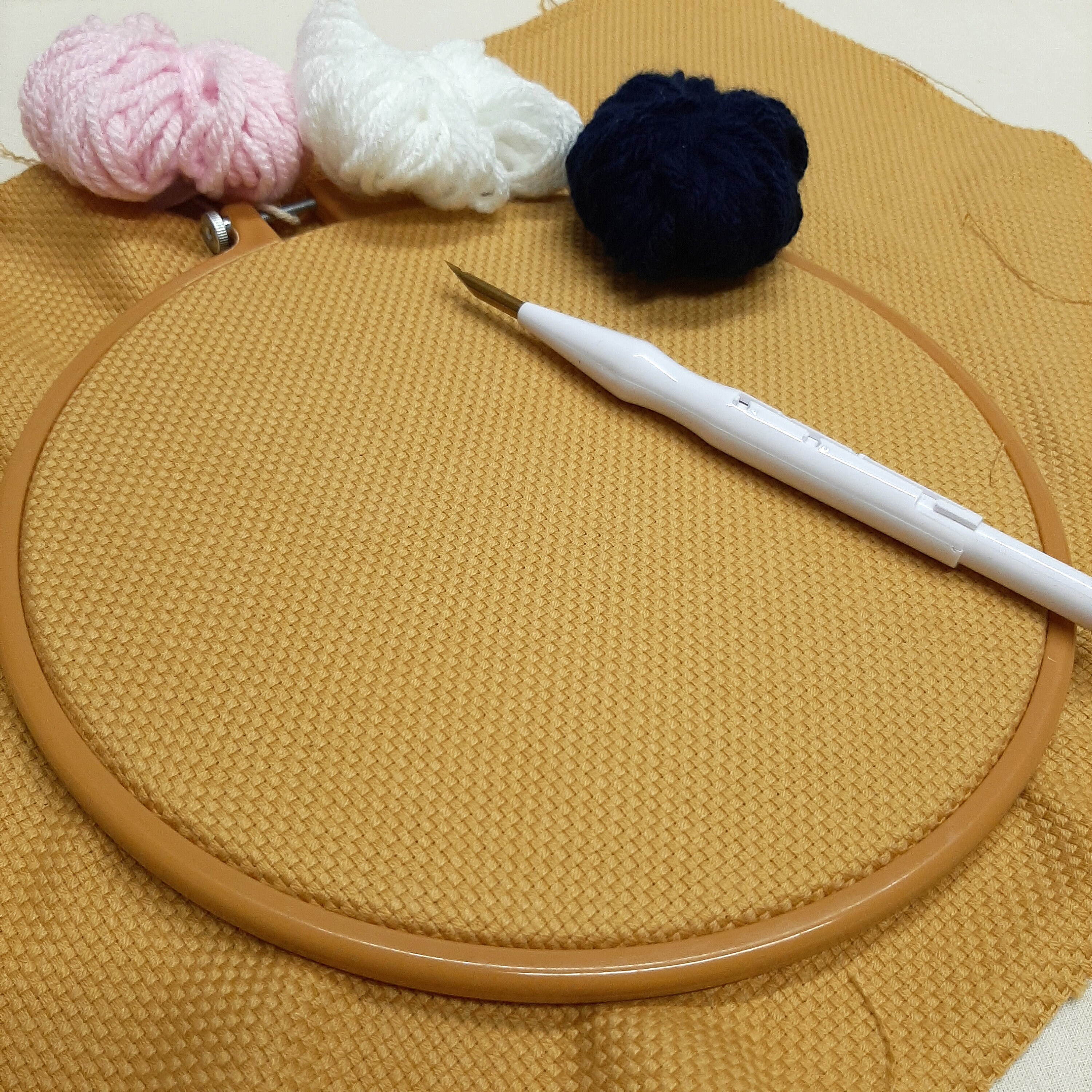 LIMITED EDITION Punch needle starter kit, Punch needle tool fabric and hoop, Complete punch