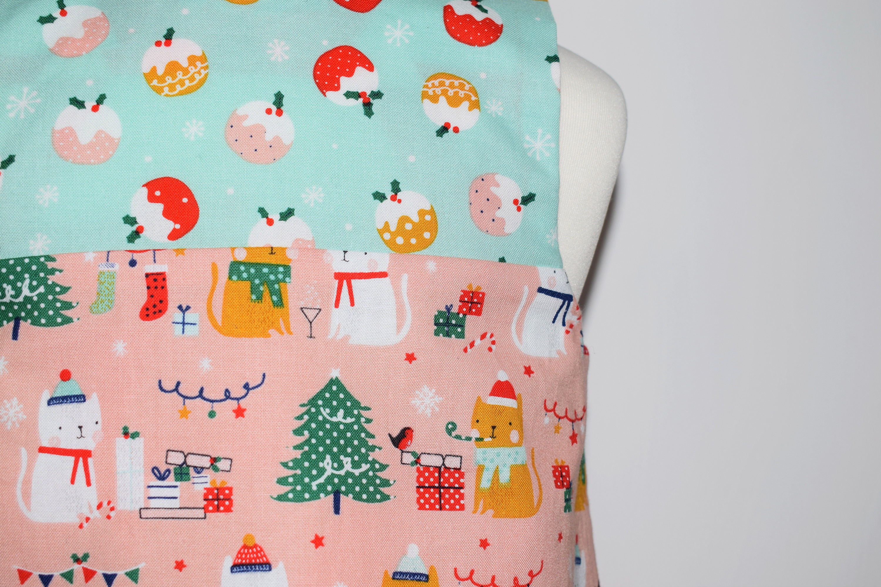 Christmas cat fabric Dashwood festive friends fabric by the metre