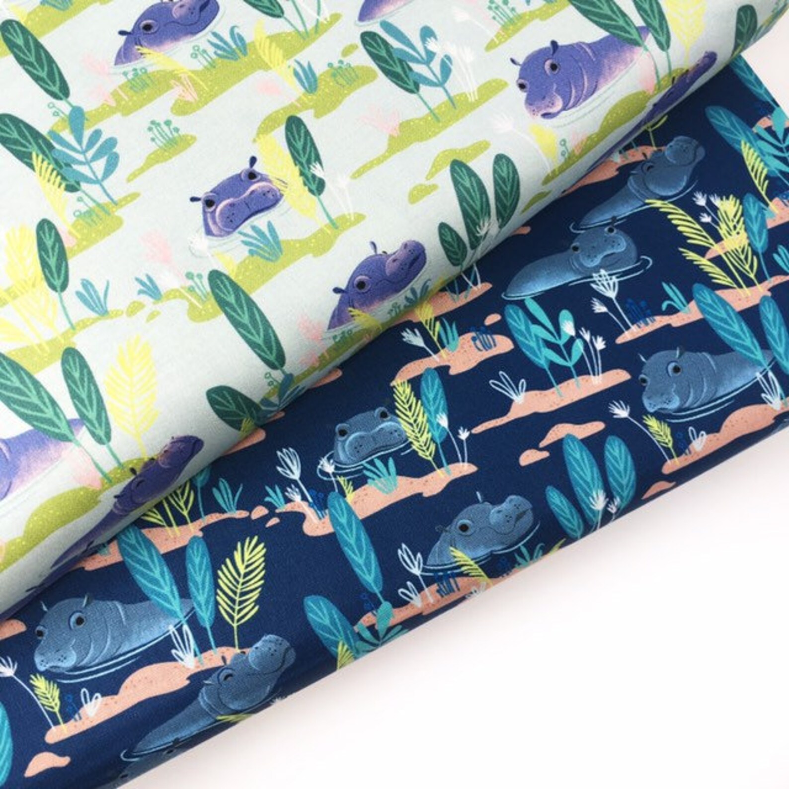 Novelty Quilting fabric Hippo Cotton Fabric Aqua Congo Etsy