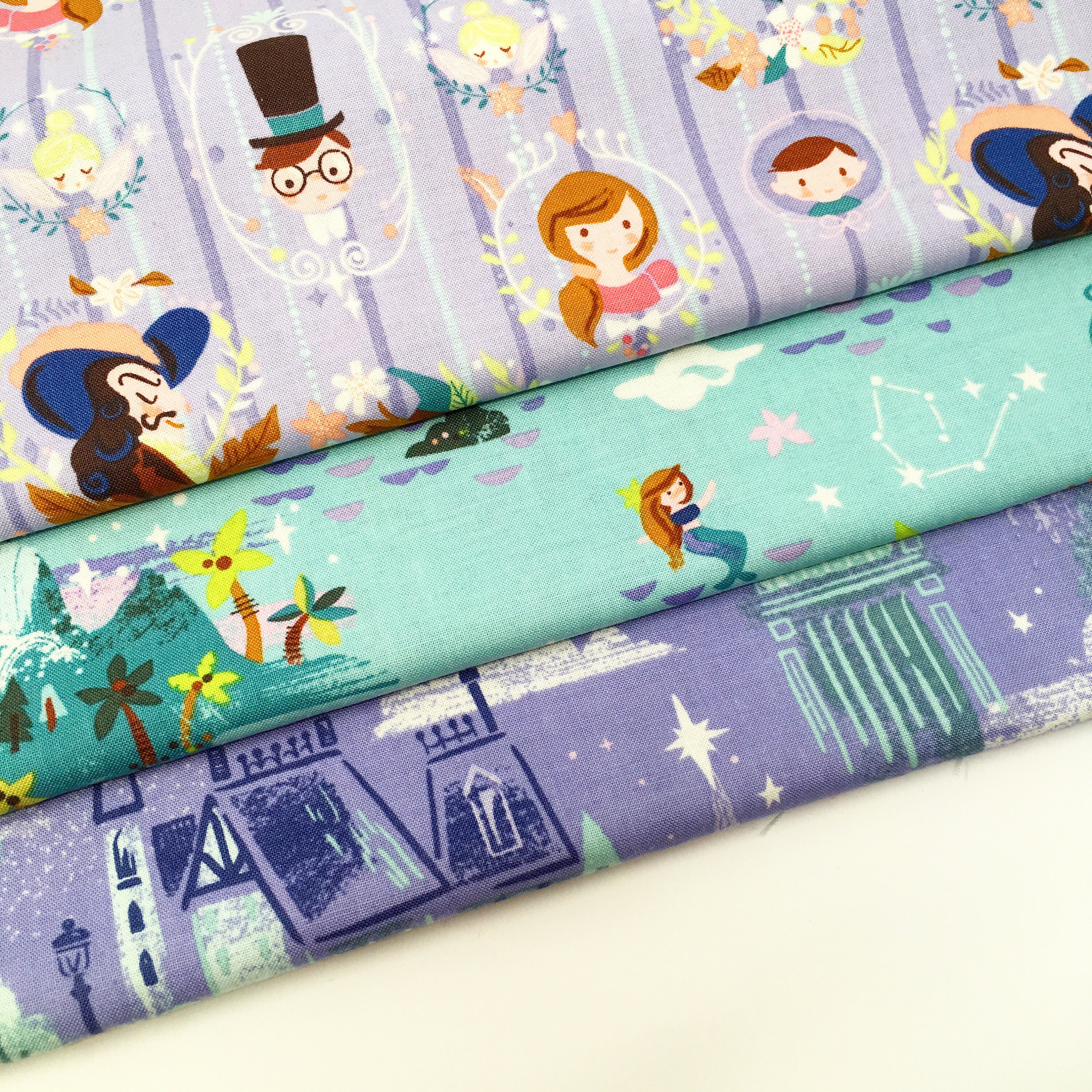 Riley Blake Neverland, Peter Pan fabric, neverland fabric, Captain Hook