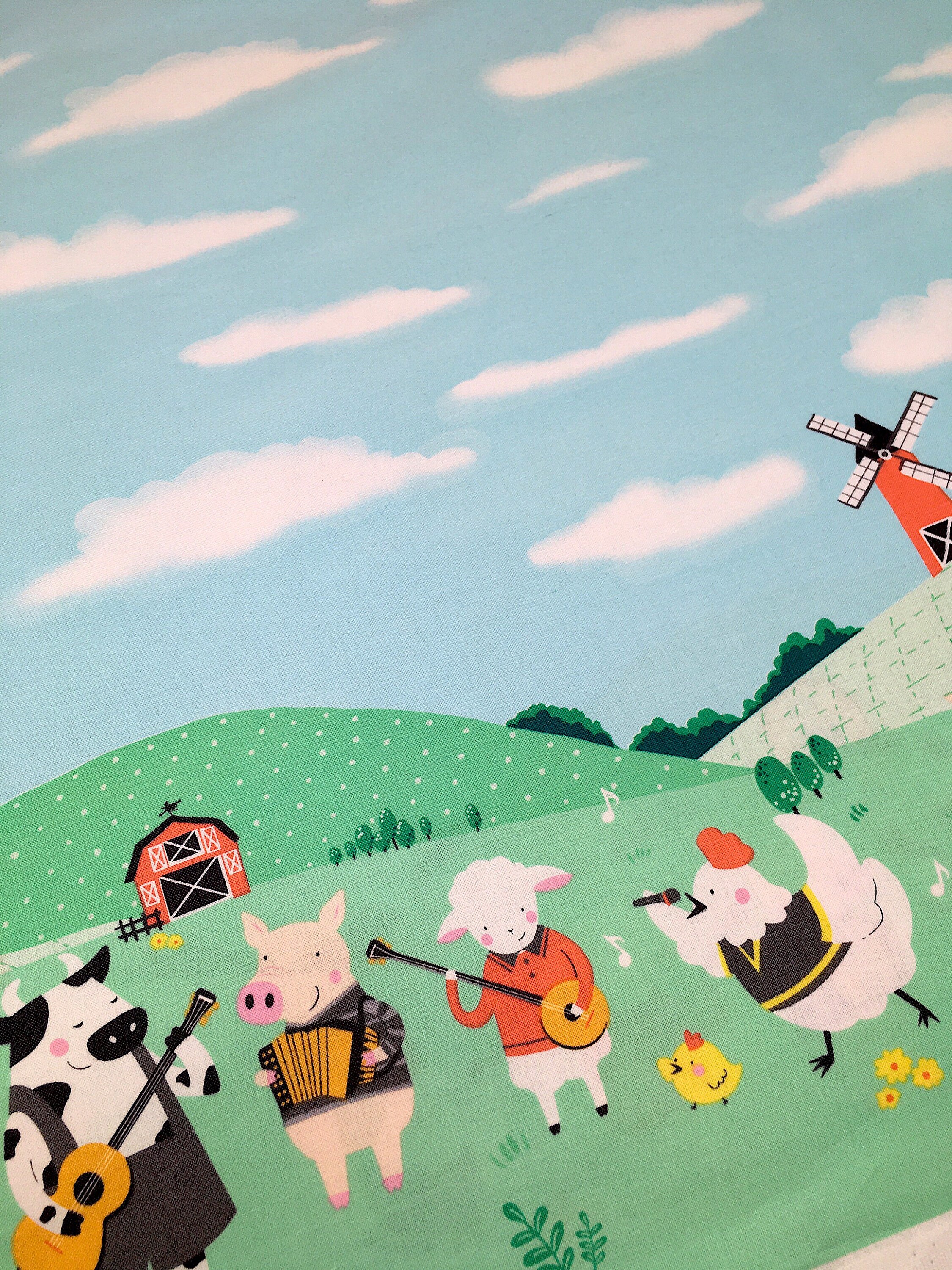 Michael miller border print fabric Farm border print quilting cotton