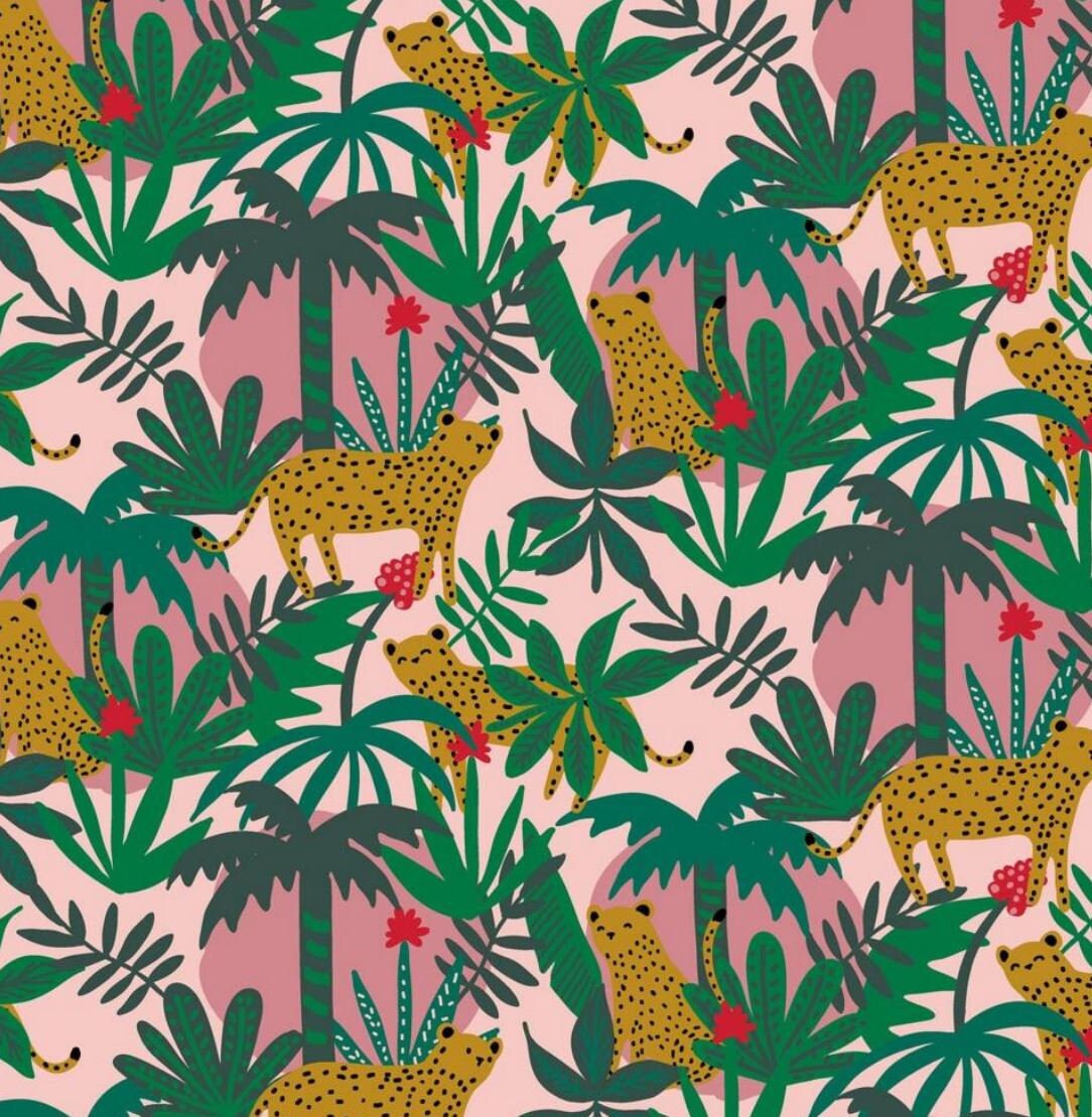 Organic leopard print jersey sweatshirt fabric GOTS Animal print