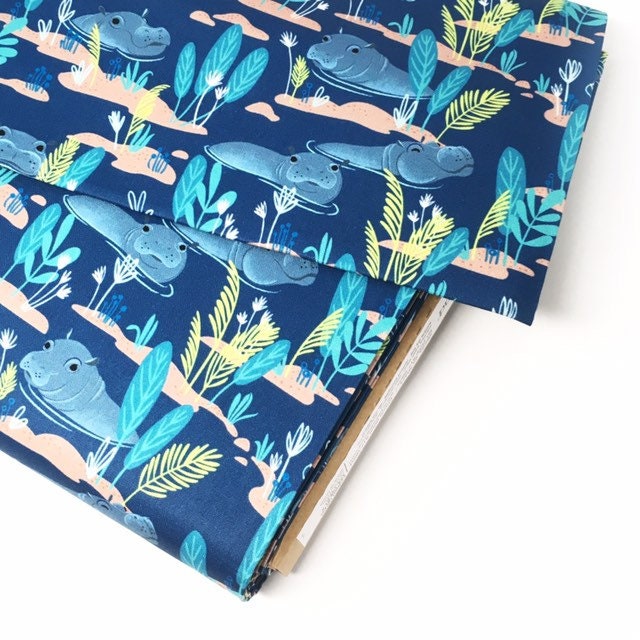 Blend Childrens Quilting cotton Hippo fabric Congo River