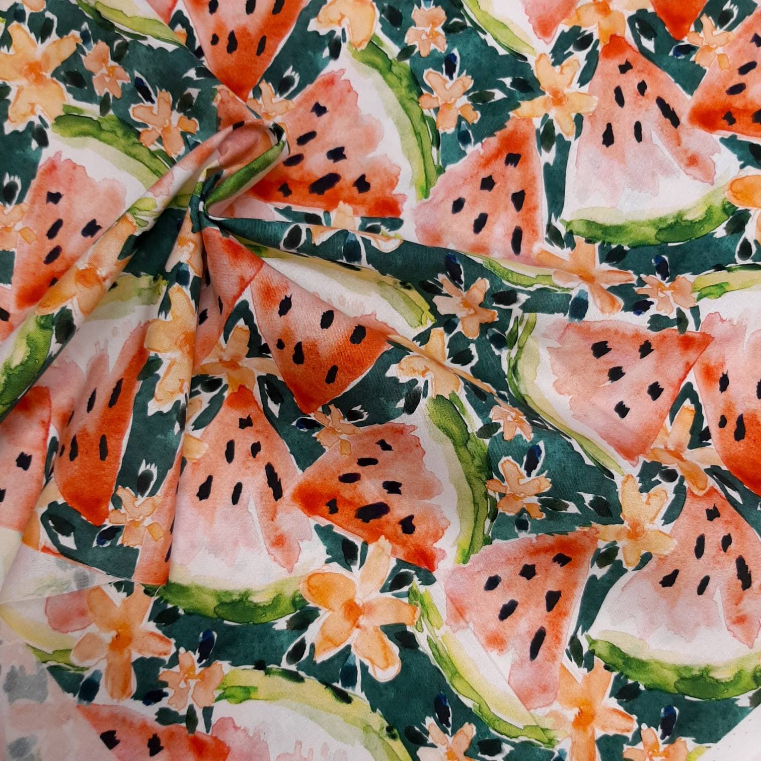Fruit woven cotton by Barbara Ignatiev Printed fruit fabric QT fabrics Digital print cotton