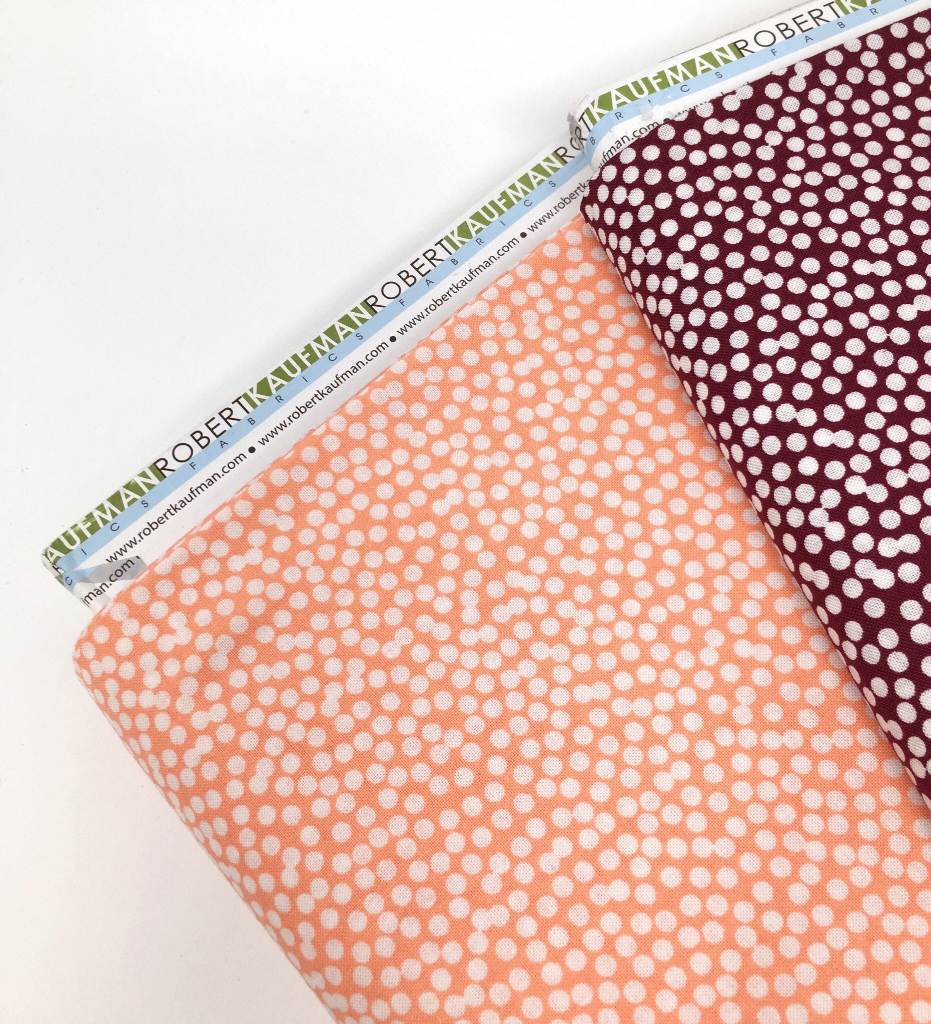 Coral polka dot cotton fabric Coral polka dot printed cotton by the