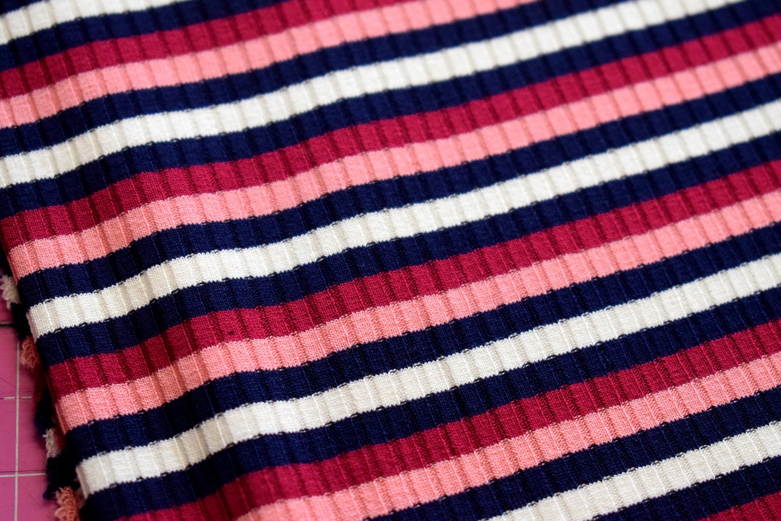 Stripe Stretch Jersey Knit Fabric by the Metre Pink Stripe | Etsy