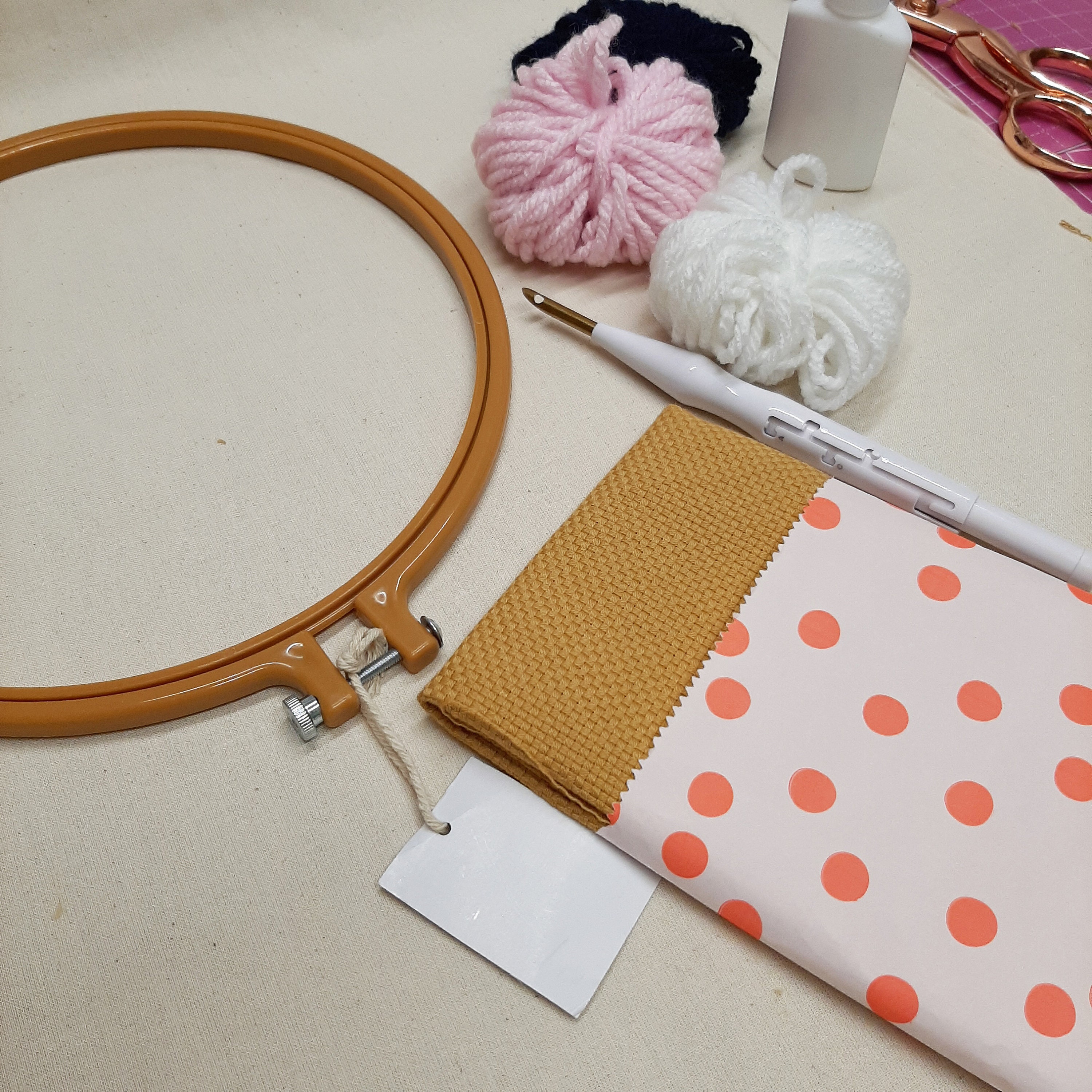 LIMITED EDITION Punch needle starter kit, Punch needle tool fabric and