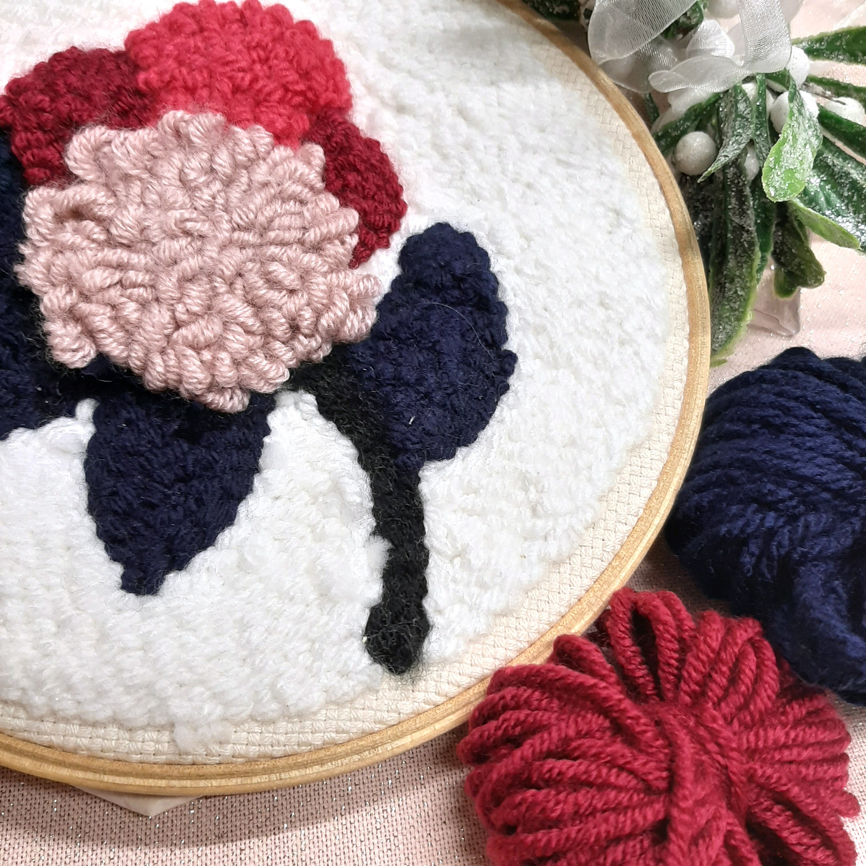 Punch needle embroidery kit floral Easy beginners punch needle