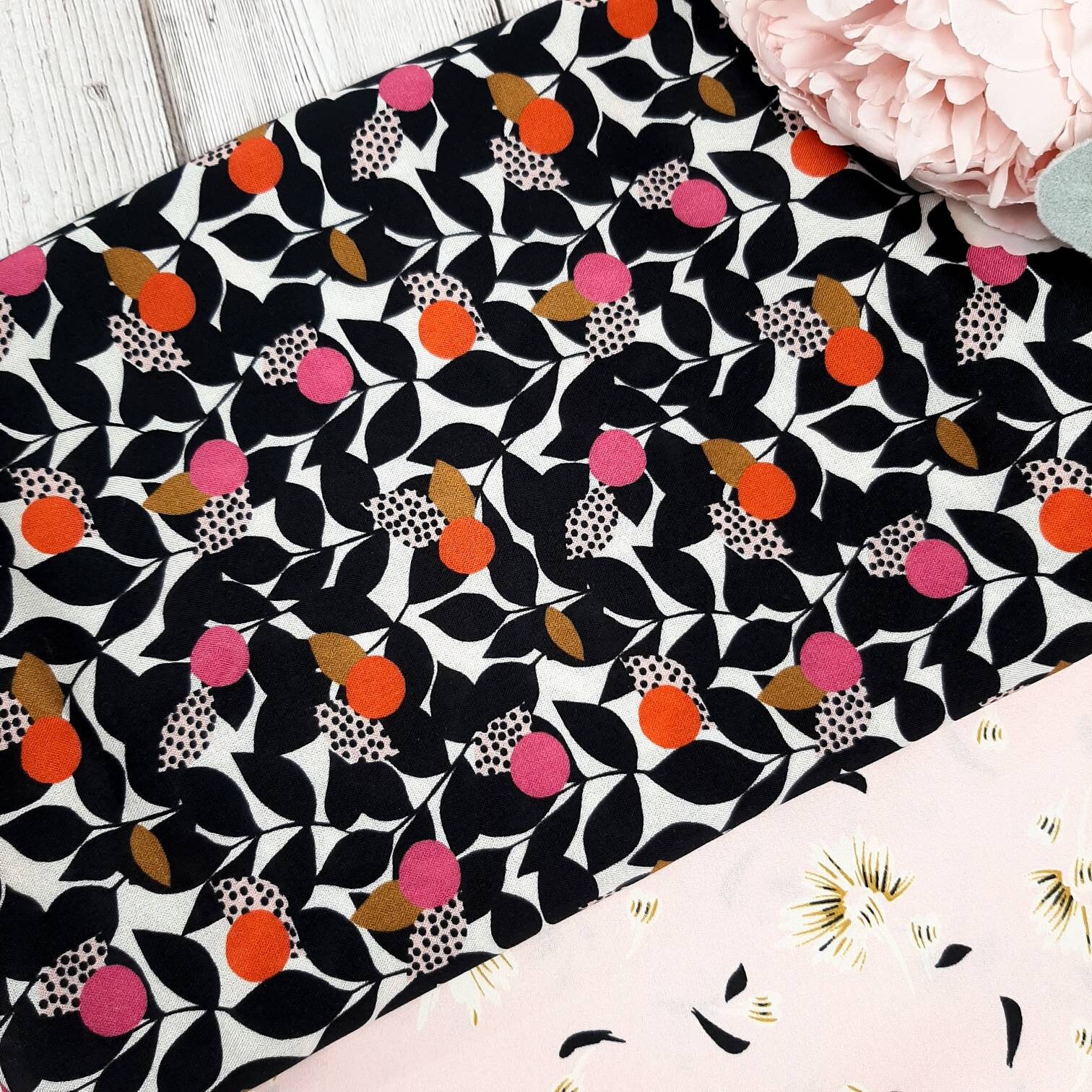 Modern Viscose Fabric for Dressmaking Dashwood studios floral neon