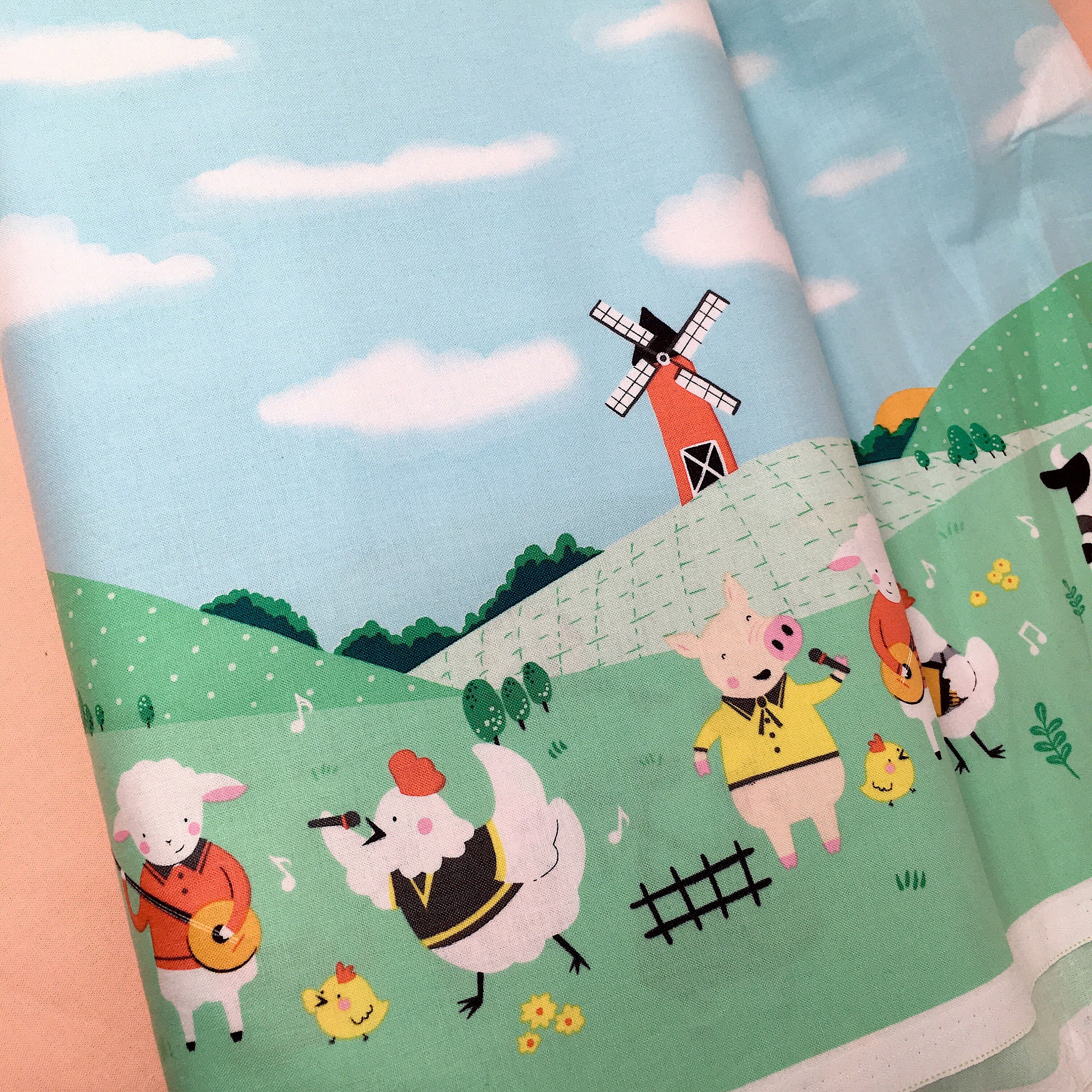 Michael miller border print fabric Farm border print quilting cotton