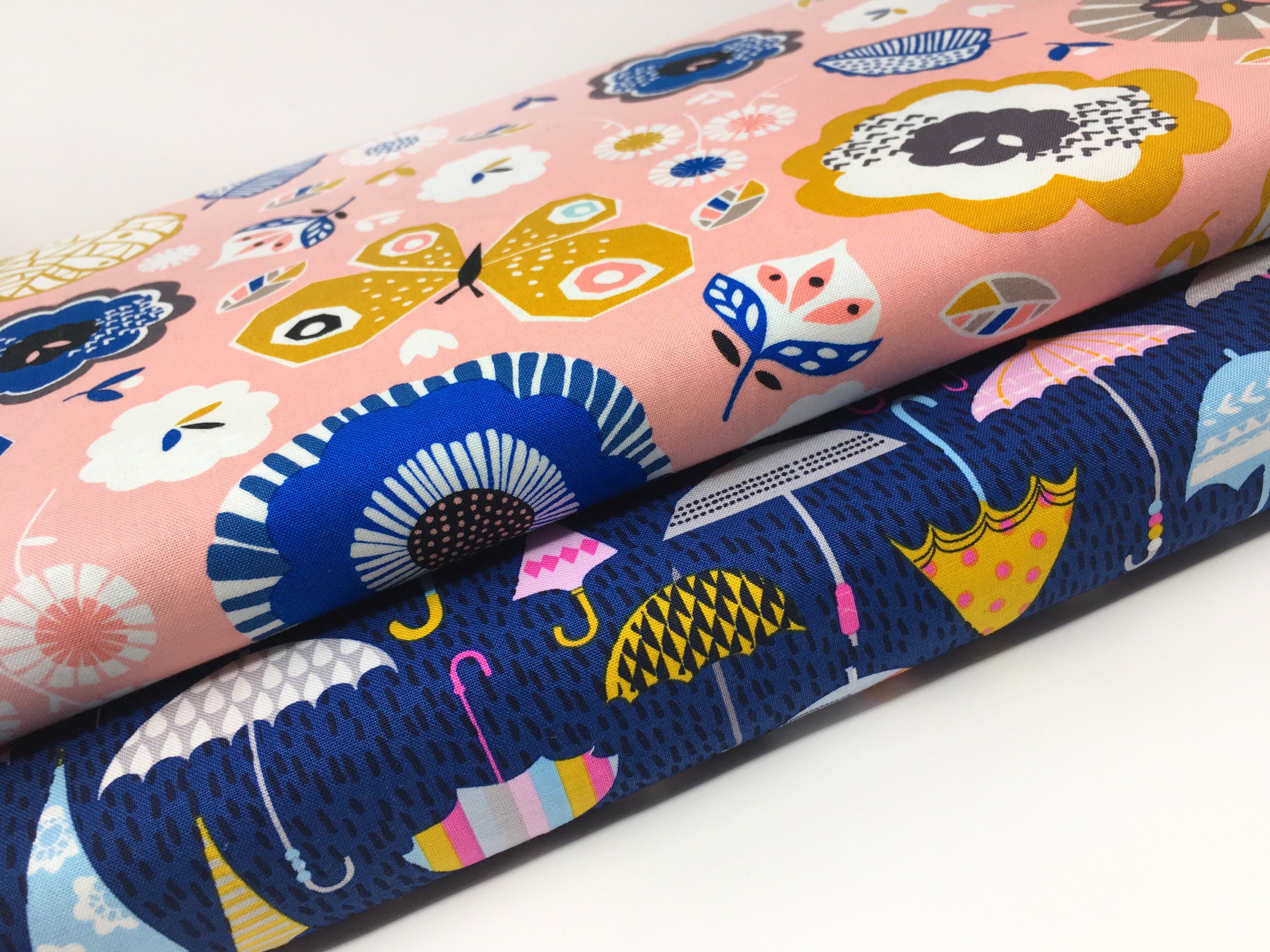 Dashwood umbrella printed cotton Cute umbrella quilt fabric Blue