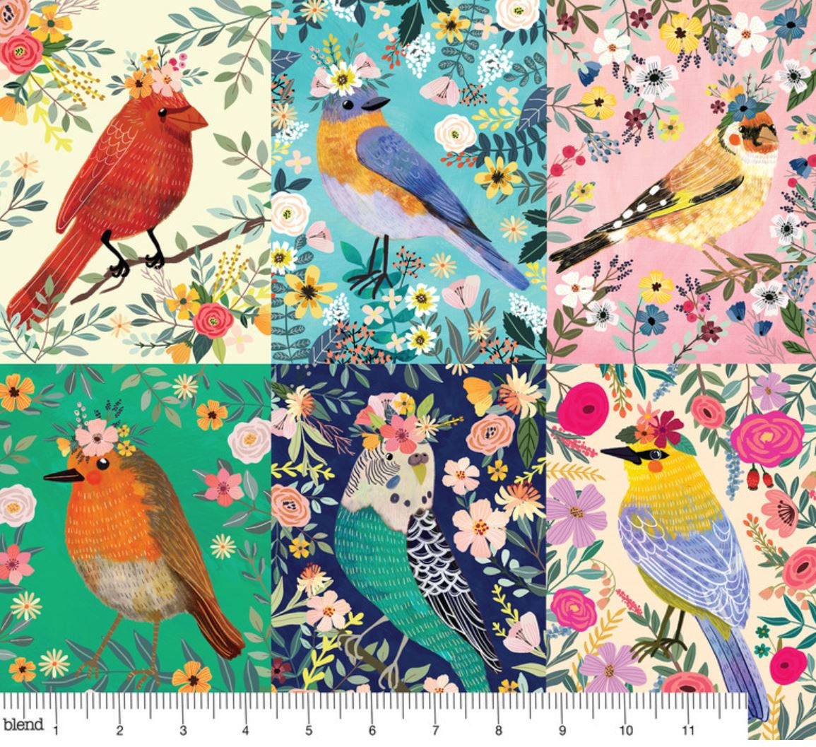 Quilt panels Blend Junglemania Quilting panel Painted Bird Print