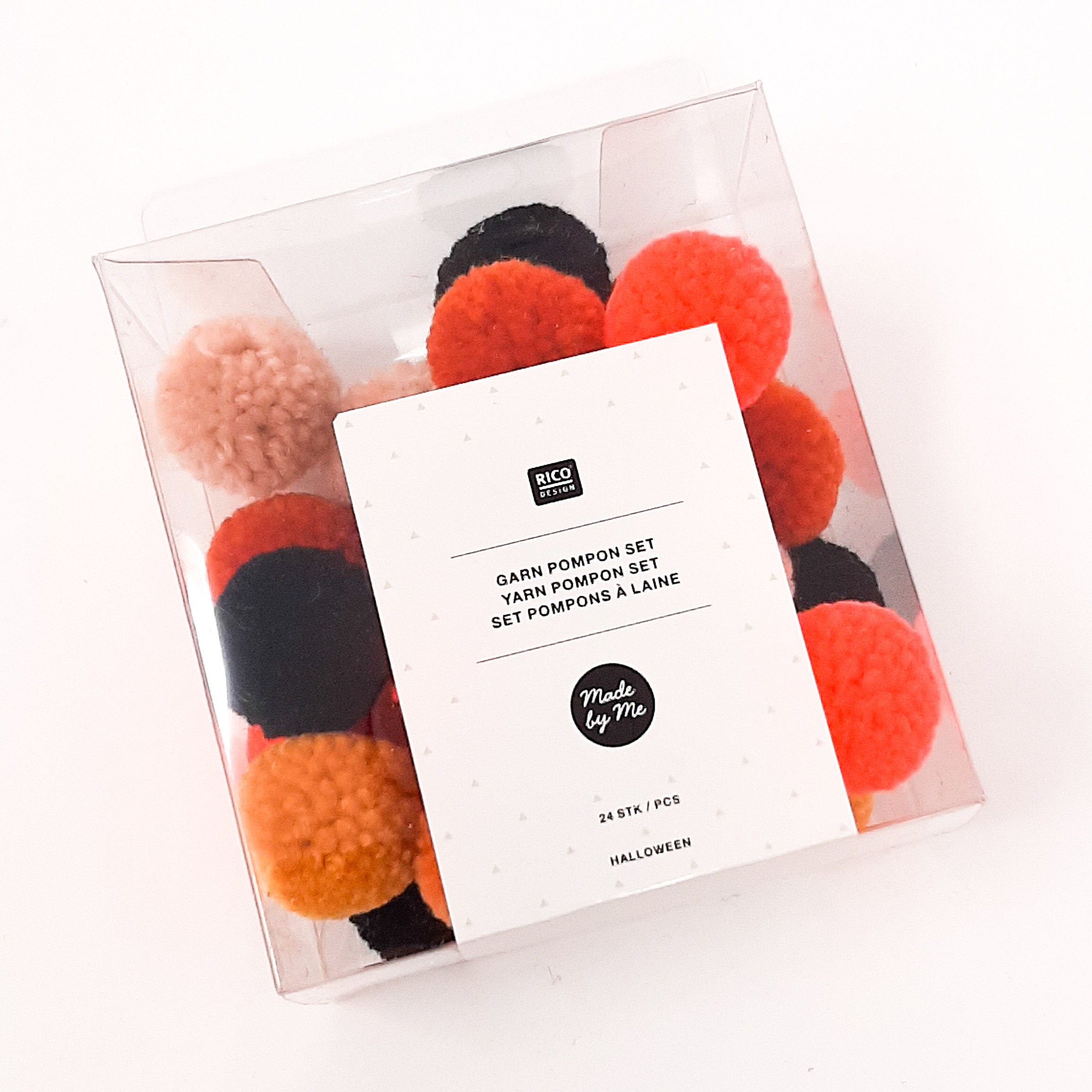 Pom Pom kit - Rust Neon orange Furry Pom Poms 24 Piece - Rico Design ...