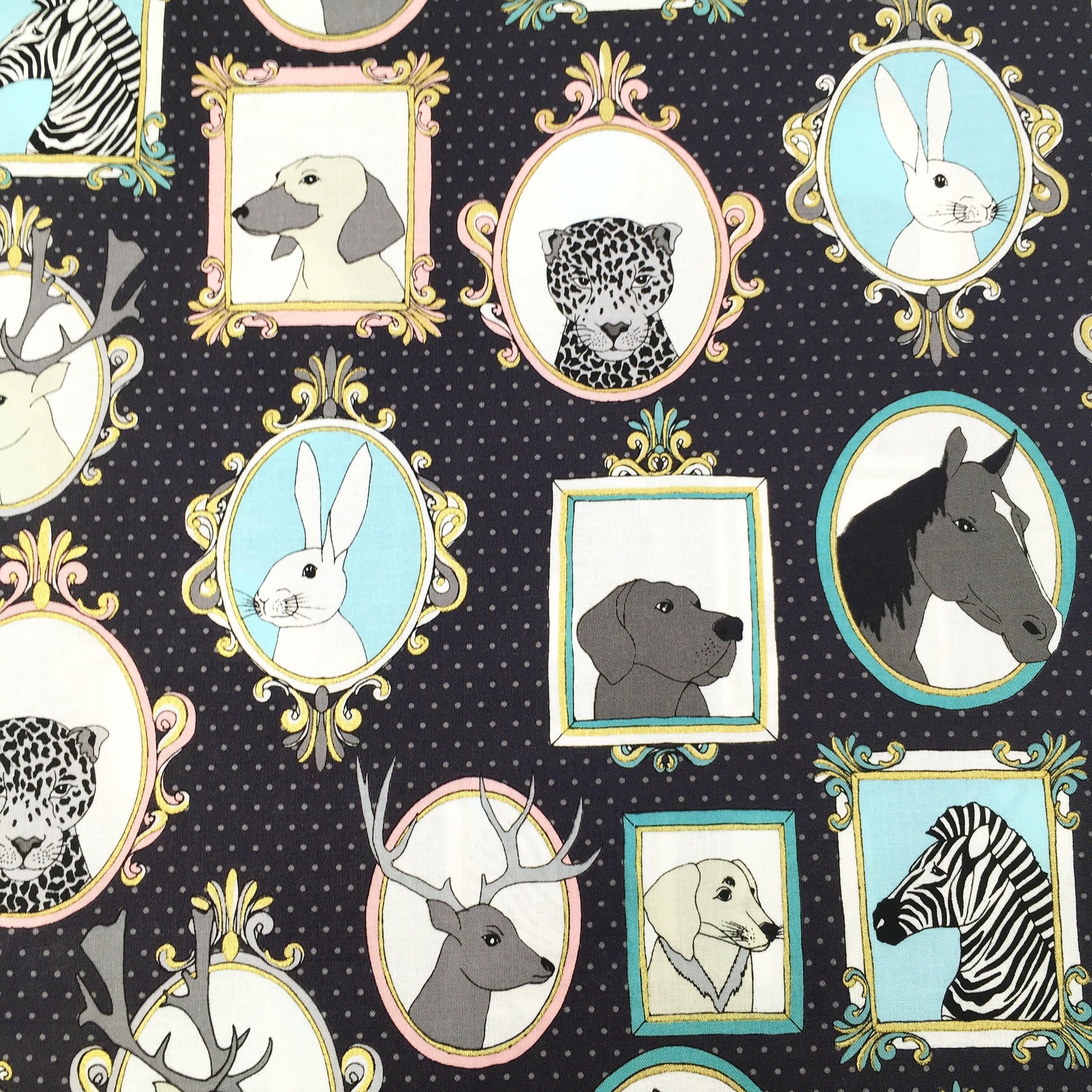 Michael Miller Quilting Cotton Little Portraits Animal Fabric By