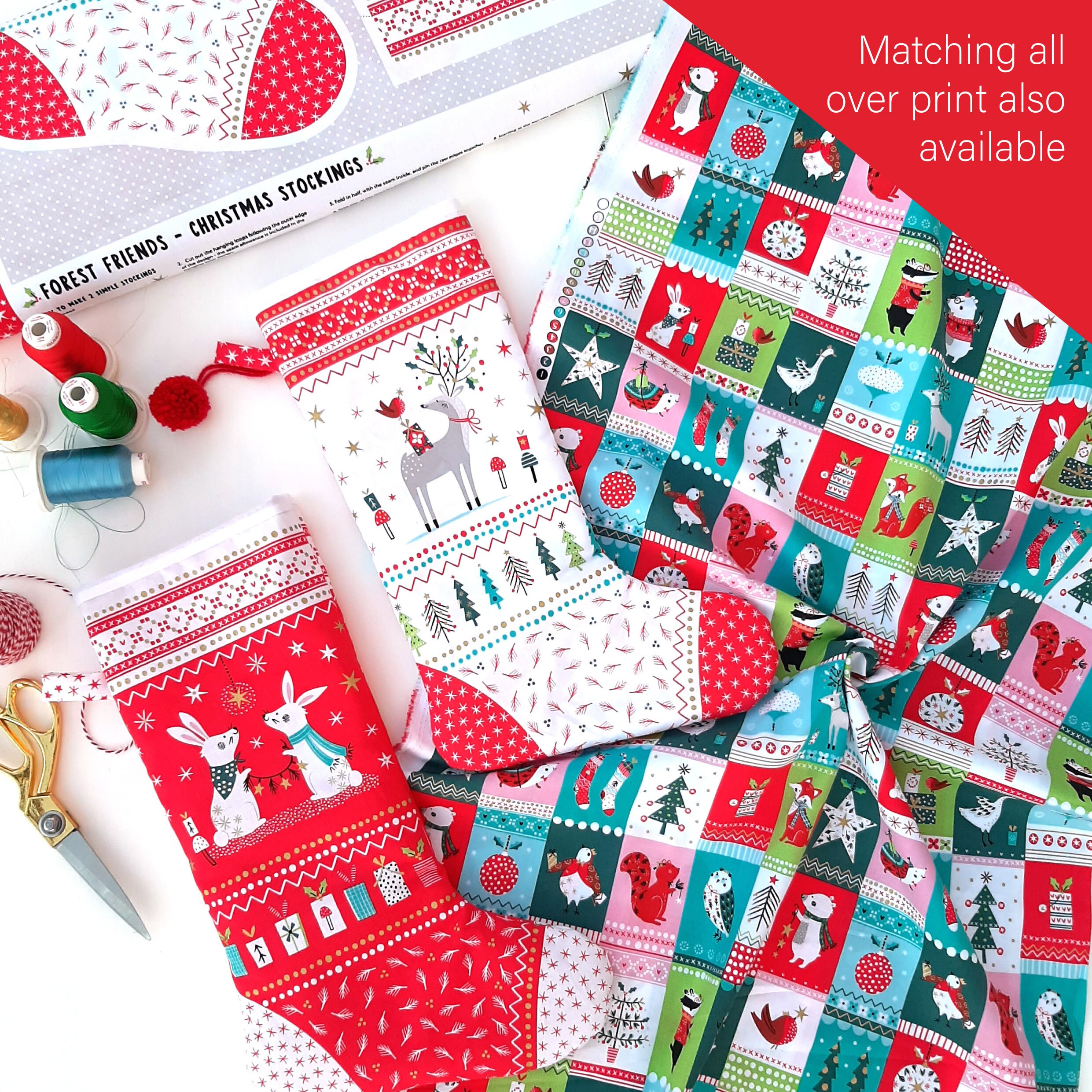 DIY stocking kit Red Christmas Stocking sewing kit Video tutorial
