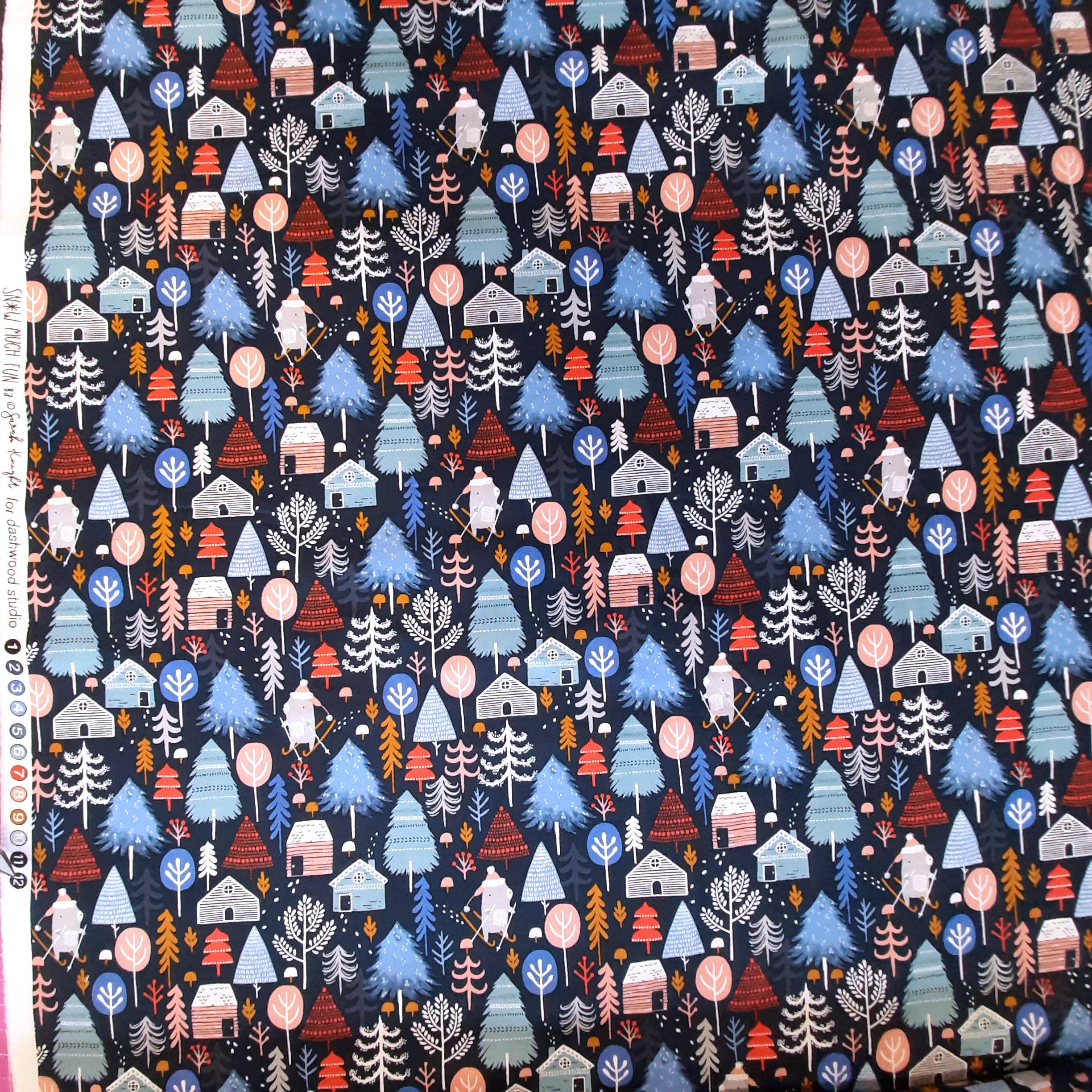 Christmas fabric by Dashwood studios, Christmas cotton fabric, Snow