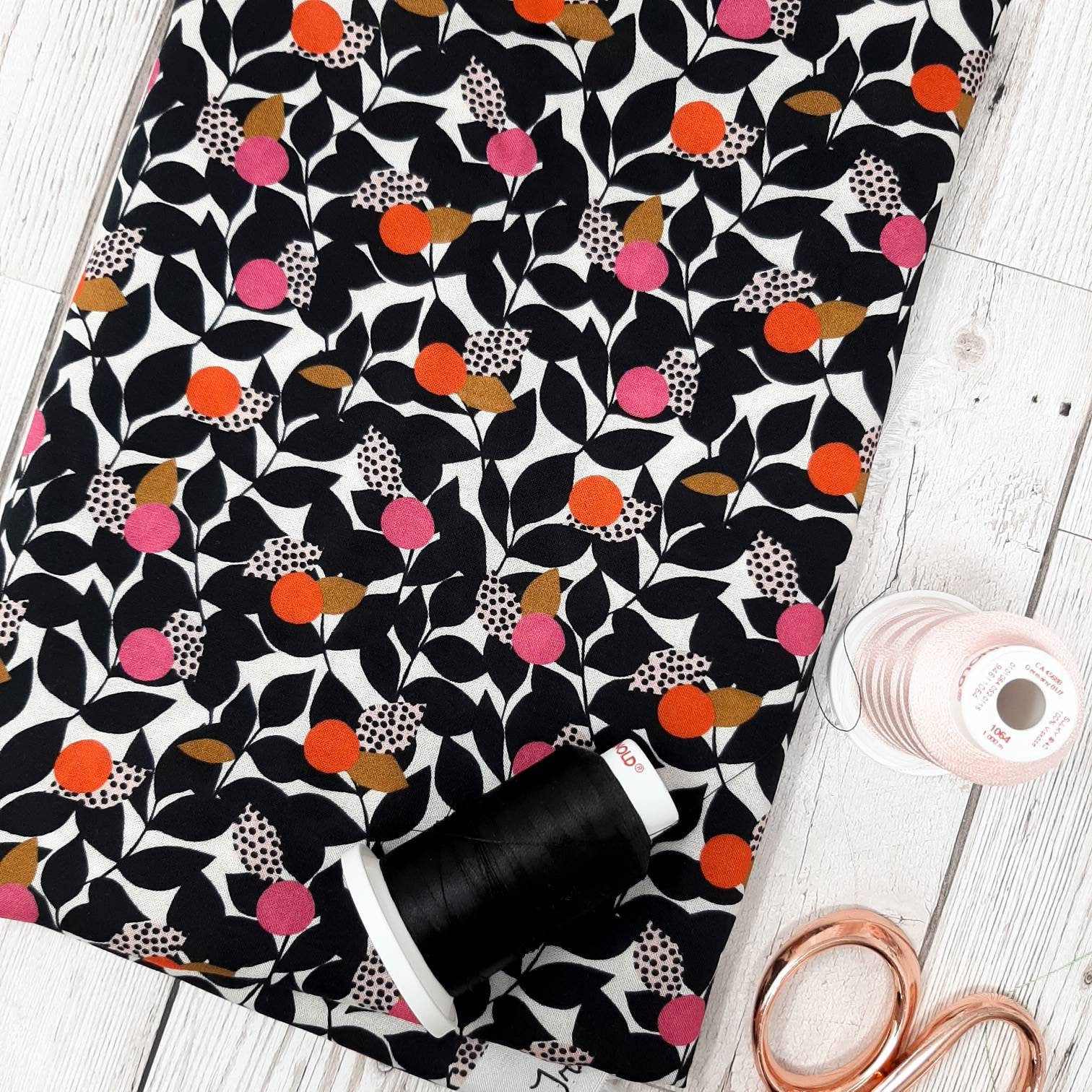 Modern Viscose Fabric for Dressmaking Dashwood studios floral neon