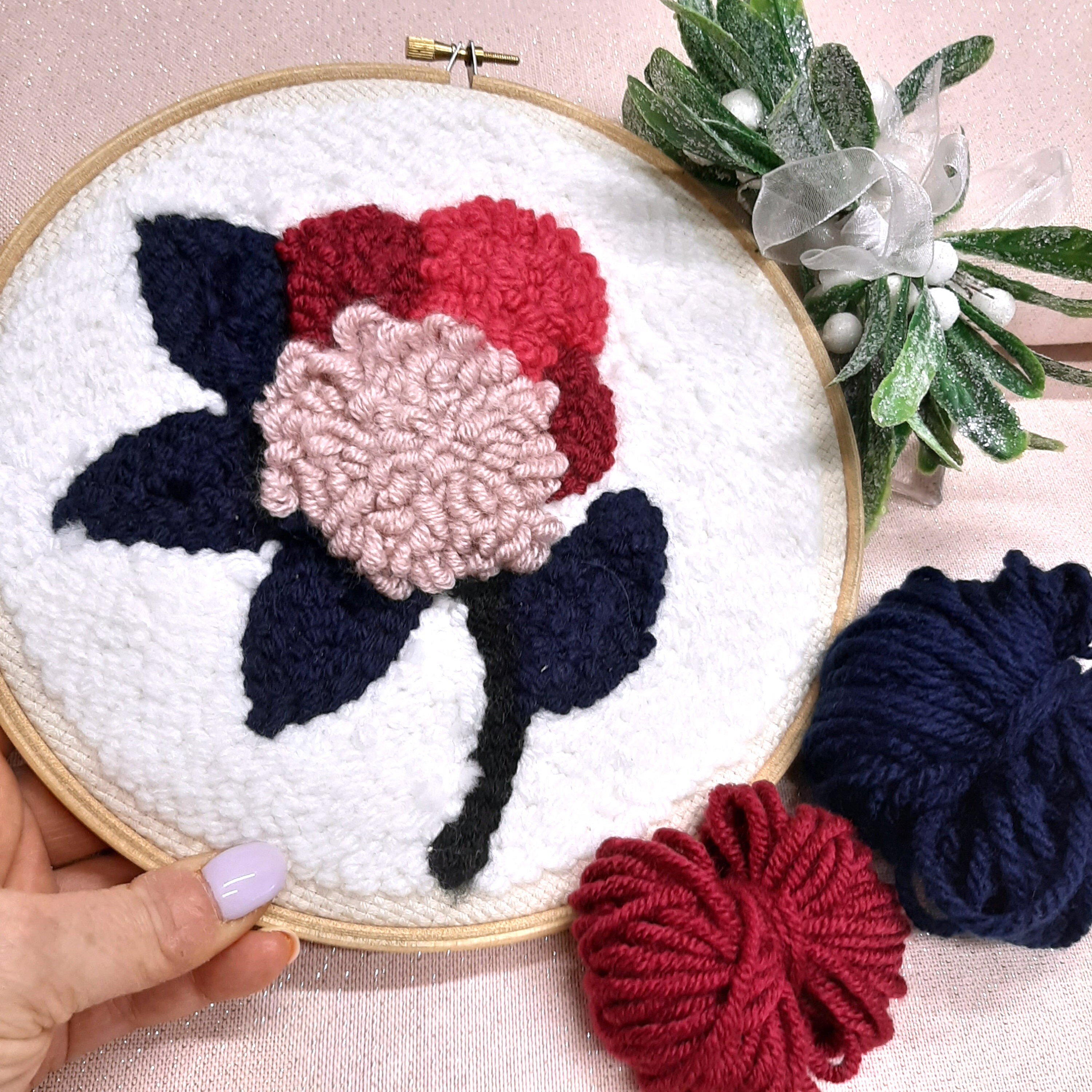 Punch needle embroidery kit floral Easy beginners punch needle