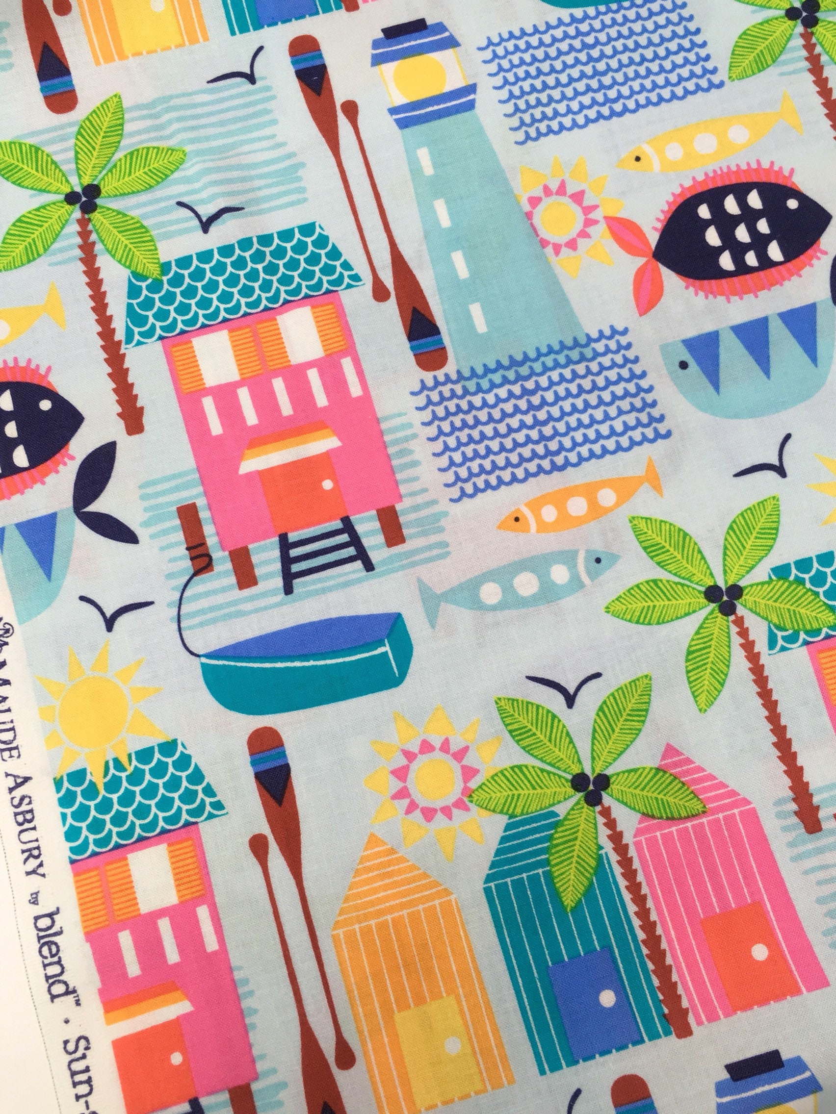 Seaside fabric woven cotton fabric fat quarter fabric uk