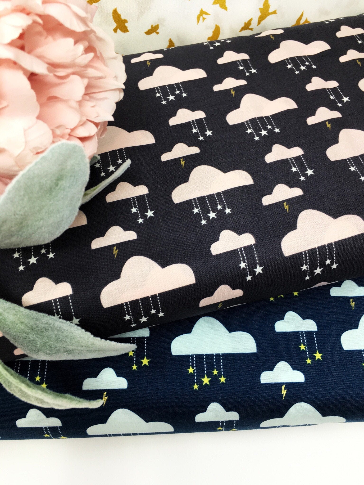 100/% Cotton Cushion Quilting Fabric Michael Miller Black Grey Tonal floral