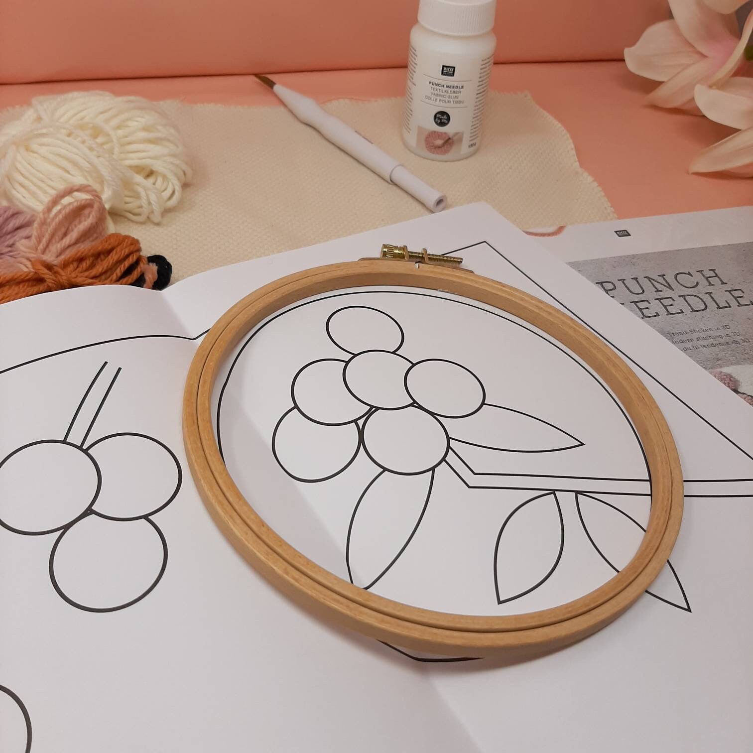 Punch needle embroidery kit floral Rico beginners punch needle