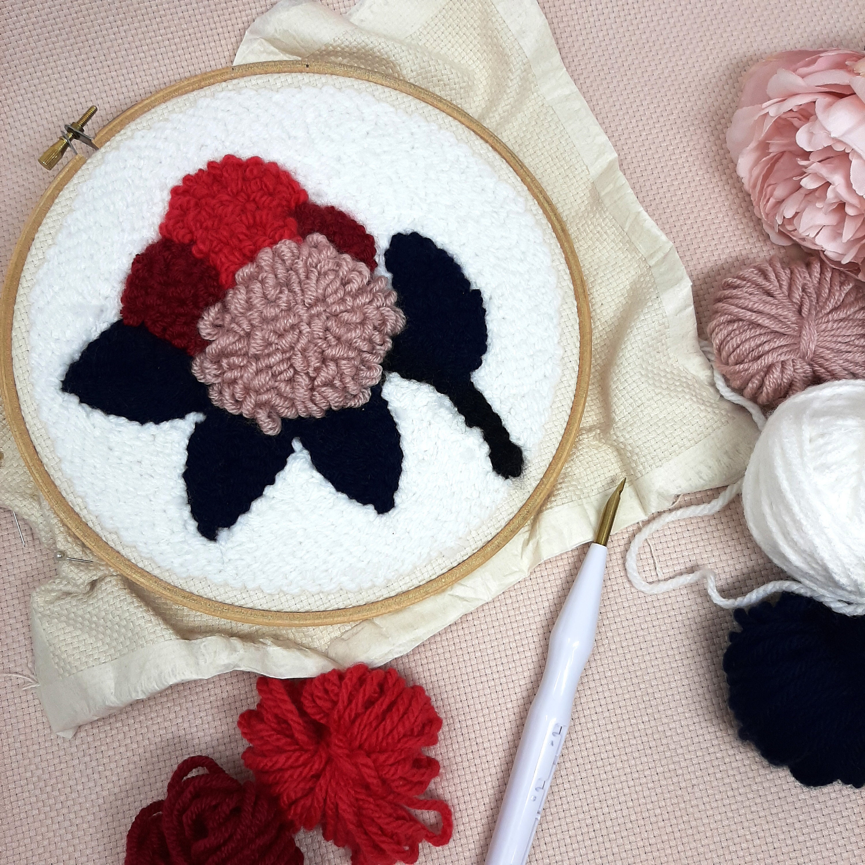 Punch needle embroidery kit floral easy beginners punch  etsy Punch needle embroidery kit floral easy beginners punch  etsy