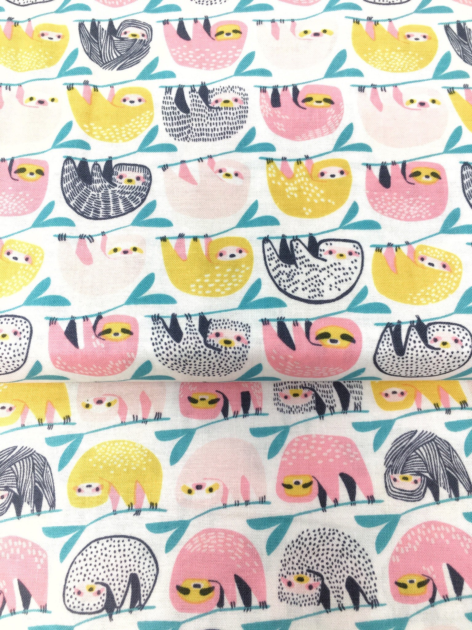 Blend sloth fabric - Sloth print fabric - blend fabrics - sloth fabric