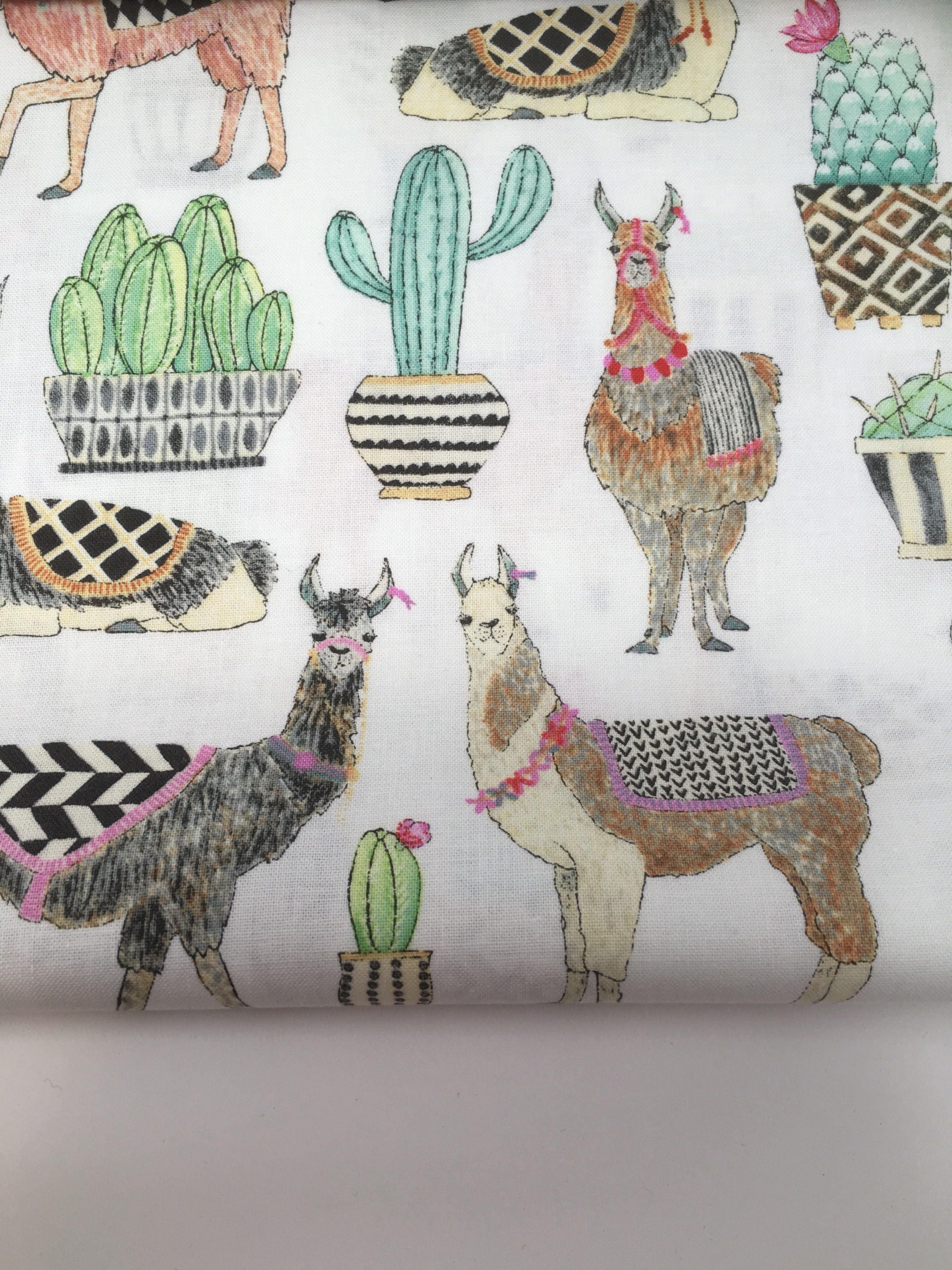 Michael miller fabric, lovely llamas, llama print cotton, llama fabric