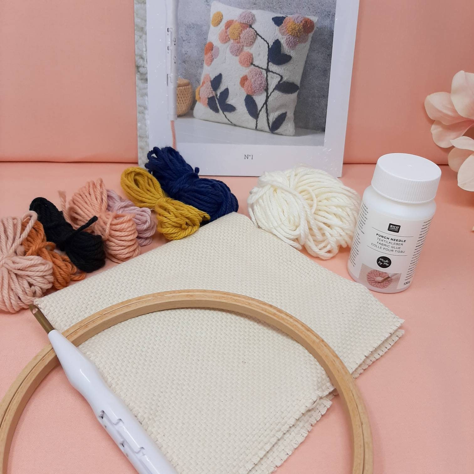 Punch needle embroidery complete kit Rico beginners punch needle