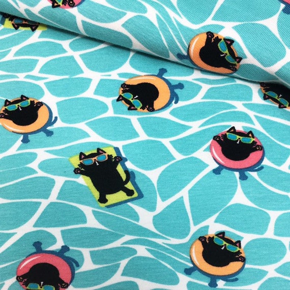 Cat print jersey fabric Cats in 