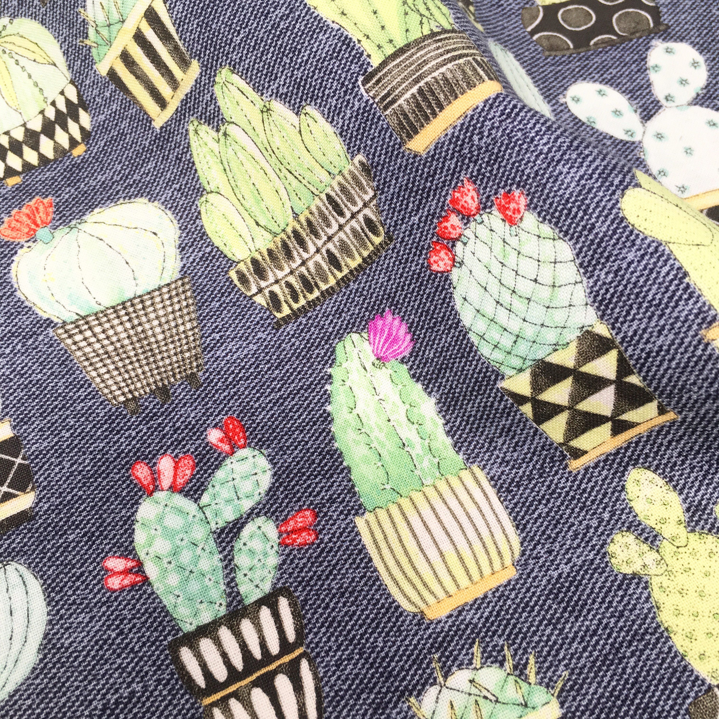 Michael Miller Cactus print cotton fabric I Cactus print fabric I Free