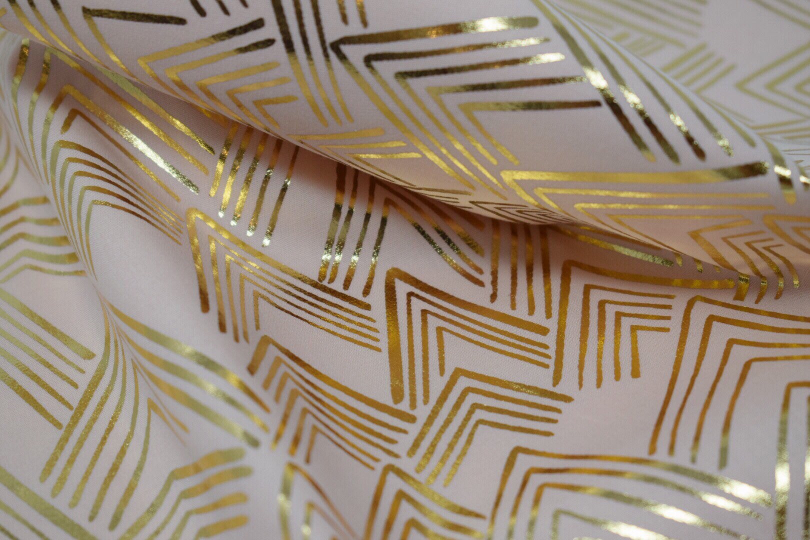 Blush pink and gold fabric I Metallic gold foil cotton I Gold print fabric