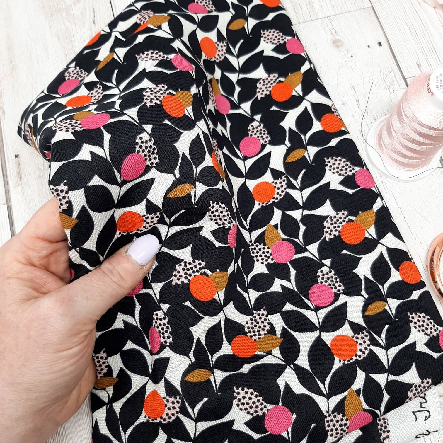 Modern Viscose Fabric for Dressmaking Dashwood studios floral neon