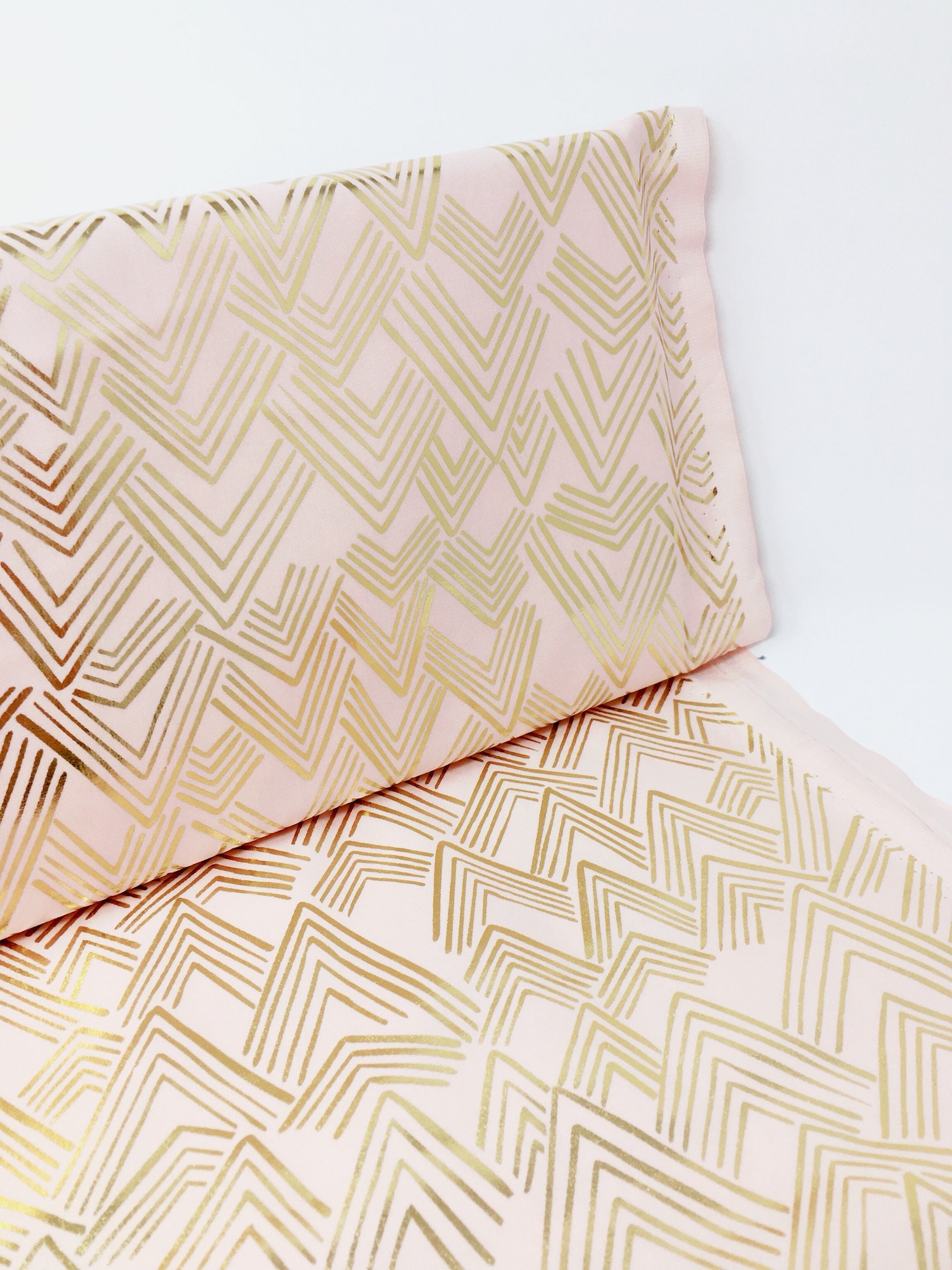 Blush pink and gold fabric I Metallic gold foil cotton I Gold print fabric