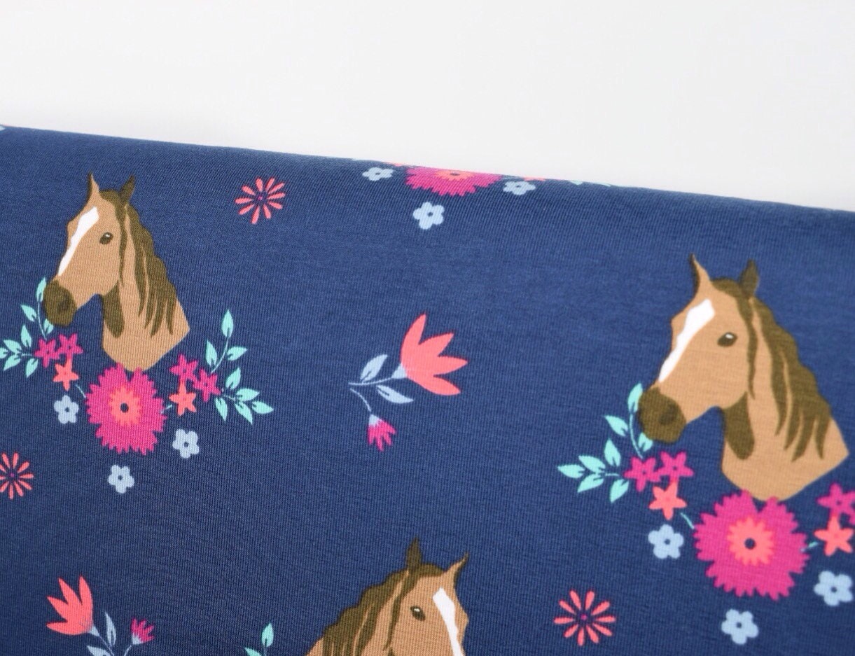 Horse fabric, horse jersey, horse print fabric, pony fabric, printed