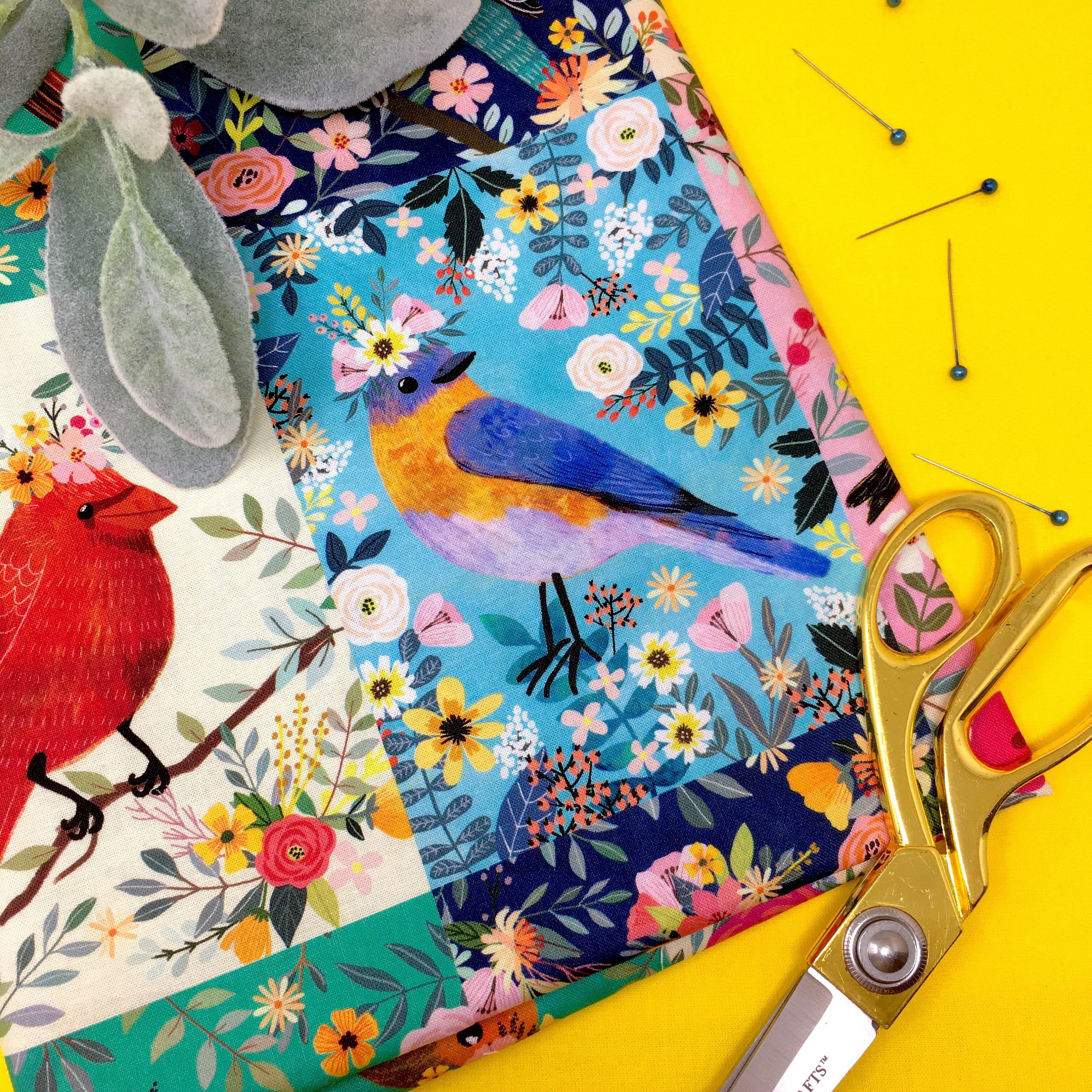 Quilt panels - Blend Junglemania Quilting panel - Painted Bird Print