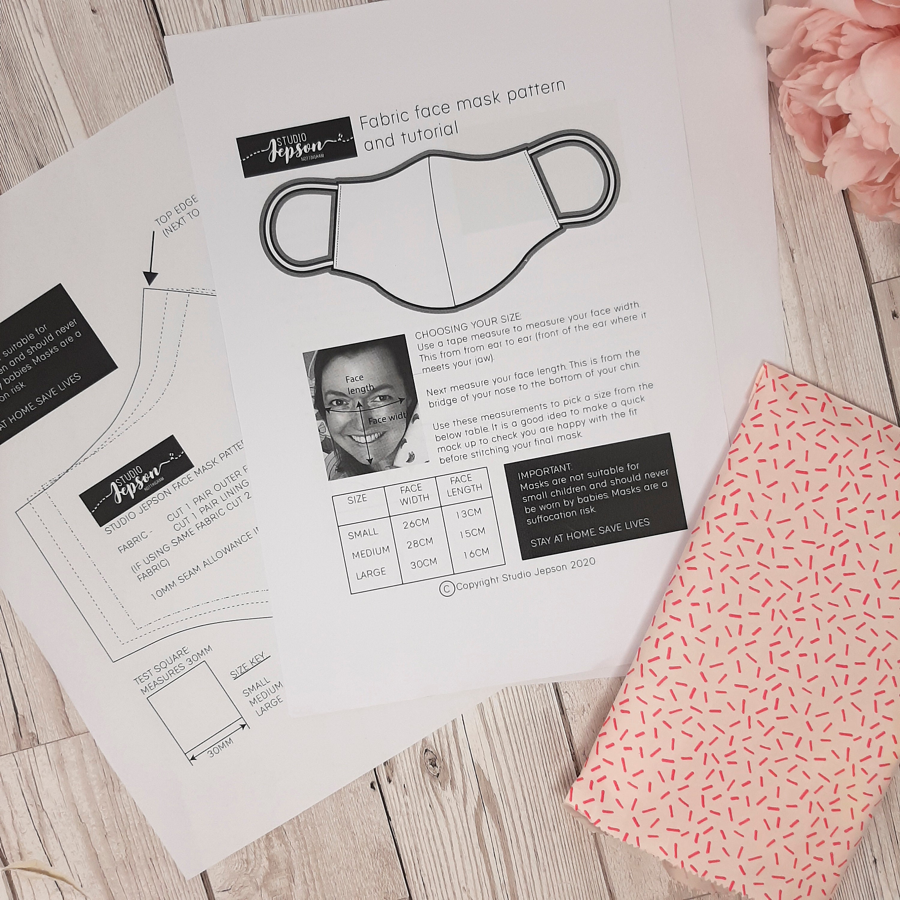 Complete face mask kit, DIY Abstract fabric face mask kit, Face mask